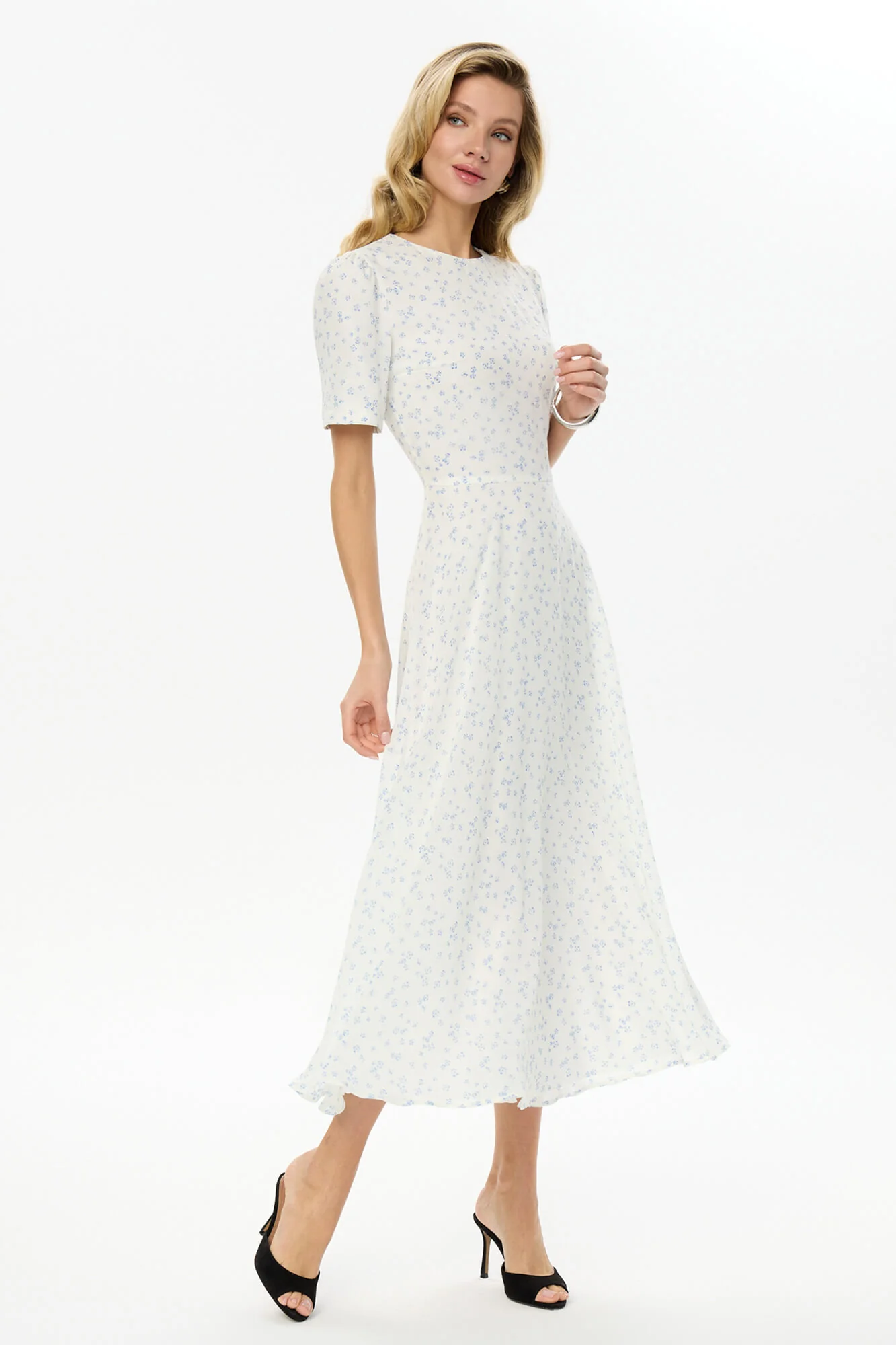 Short Sleeve Floral Midi Dress