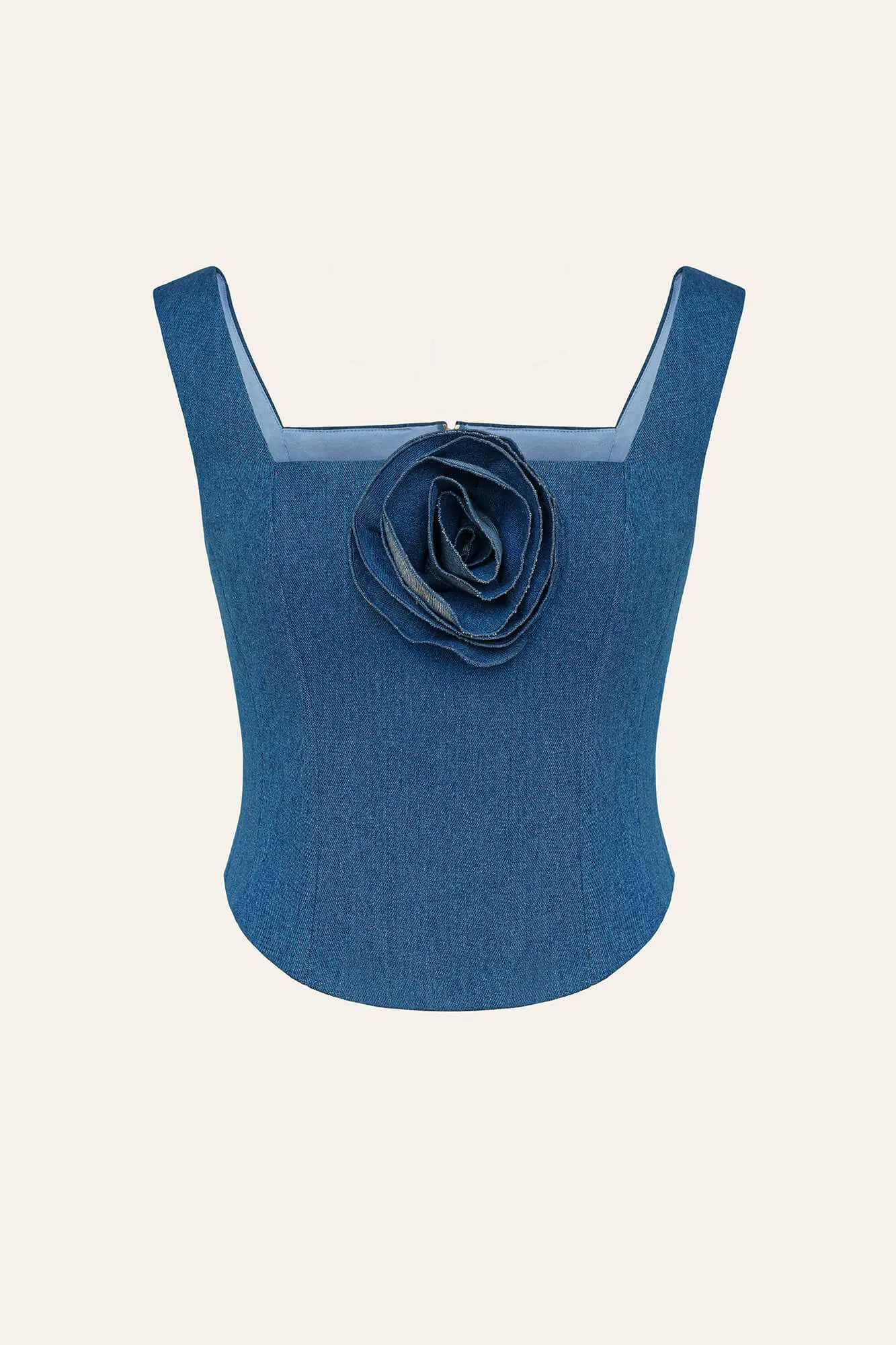 Square Neck Top with removable rose