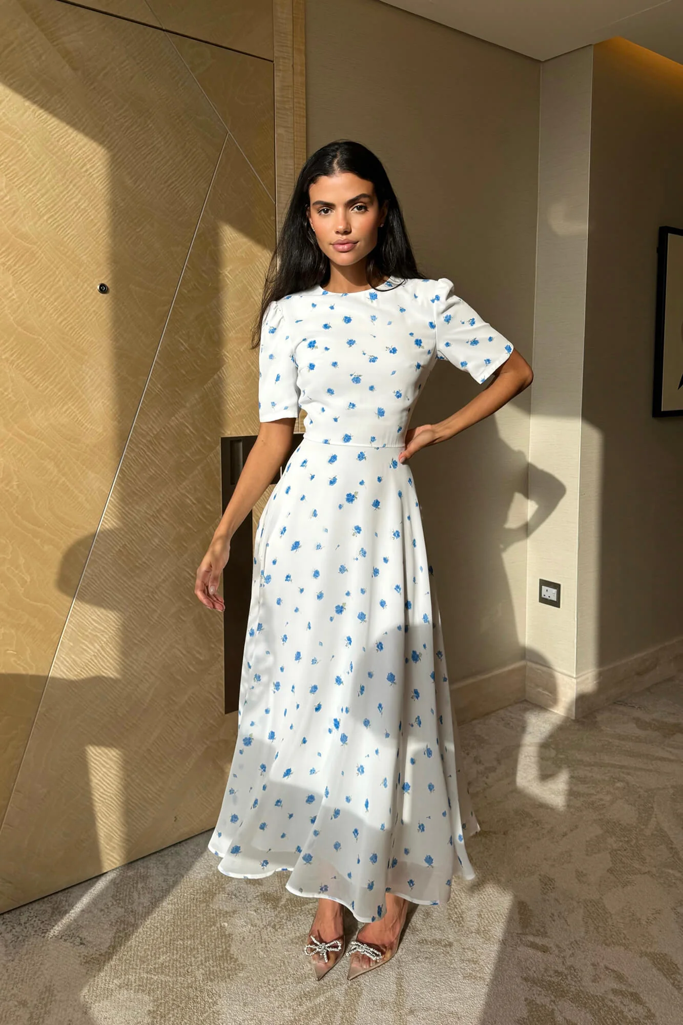 Short Sleeve Floral Midi Dress