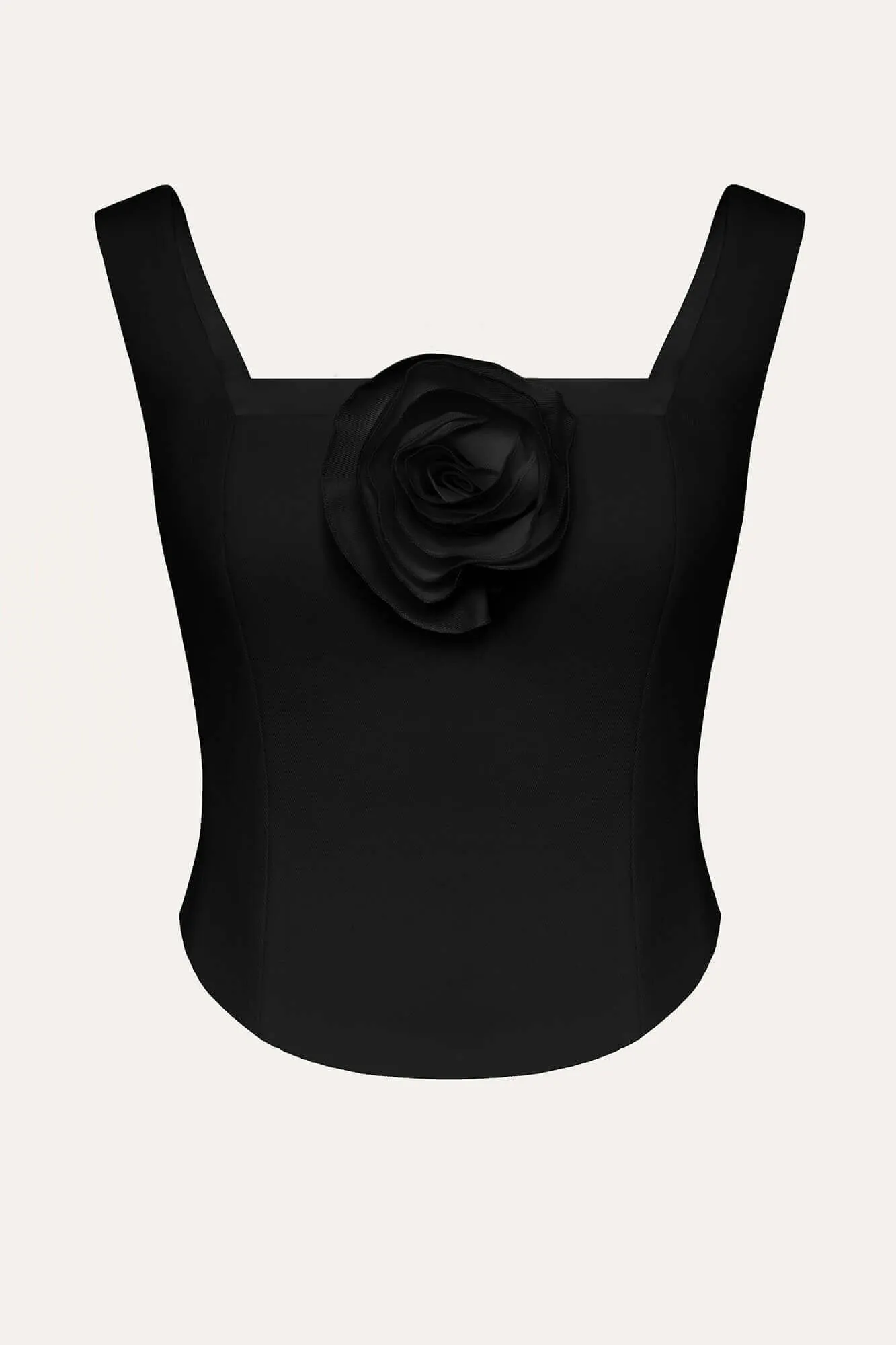 Satin Square Neck Top with removable rose