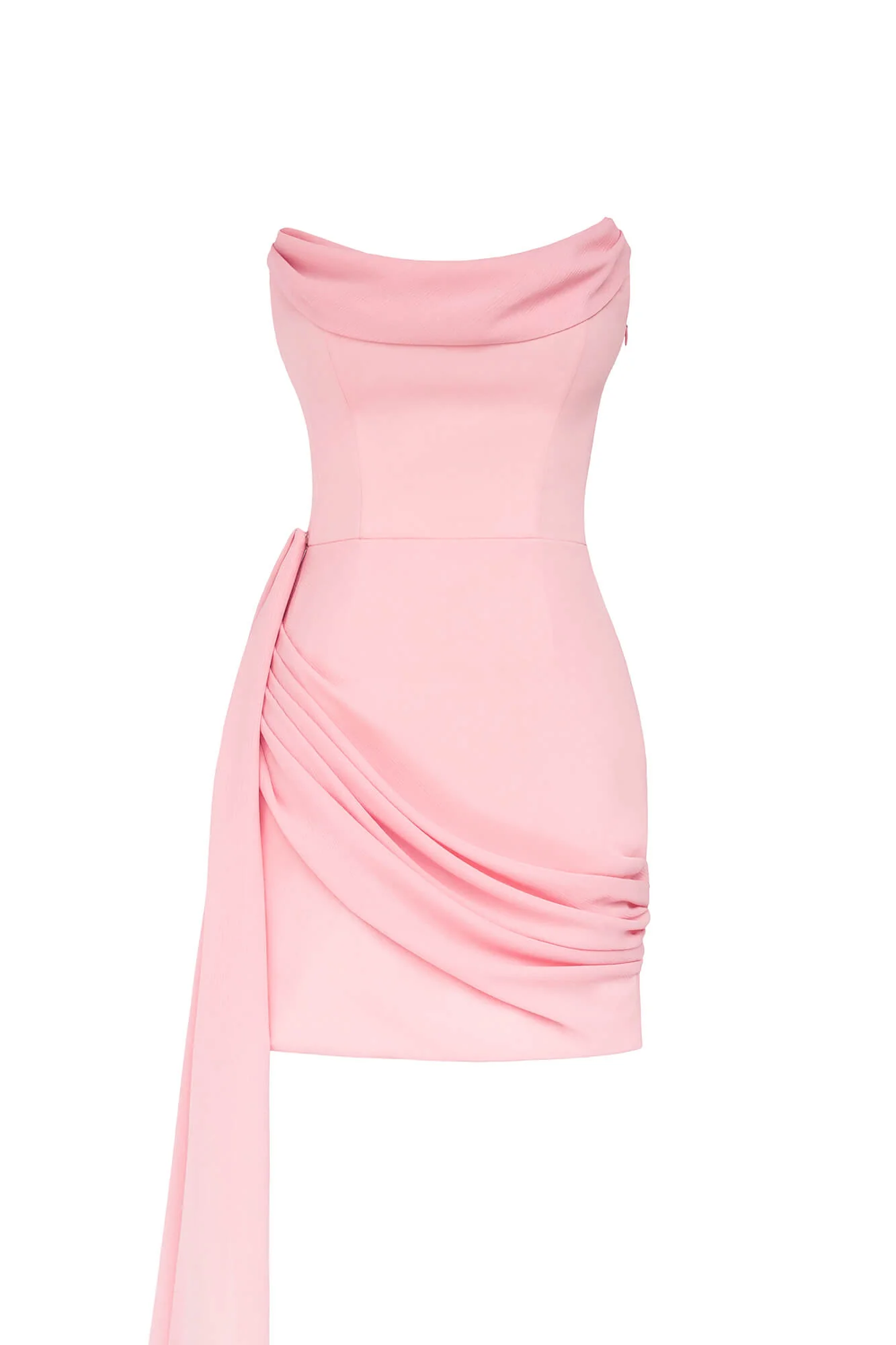 Сorset Draped Chiffon Train Mini Dress