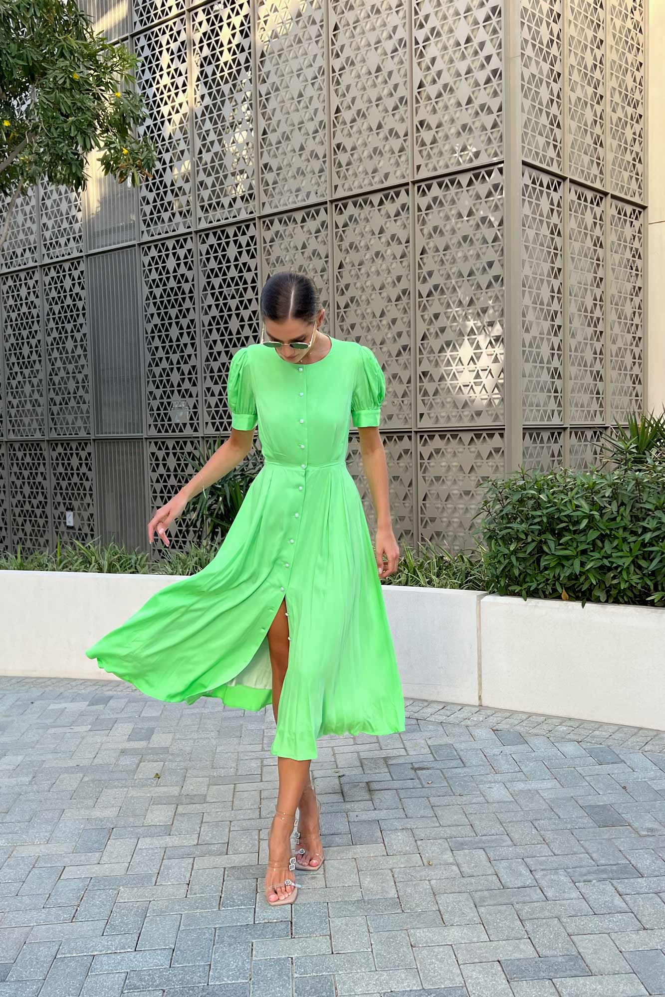 Button Front Midi Dress