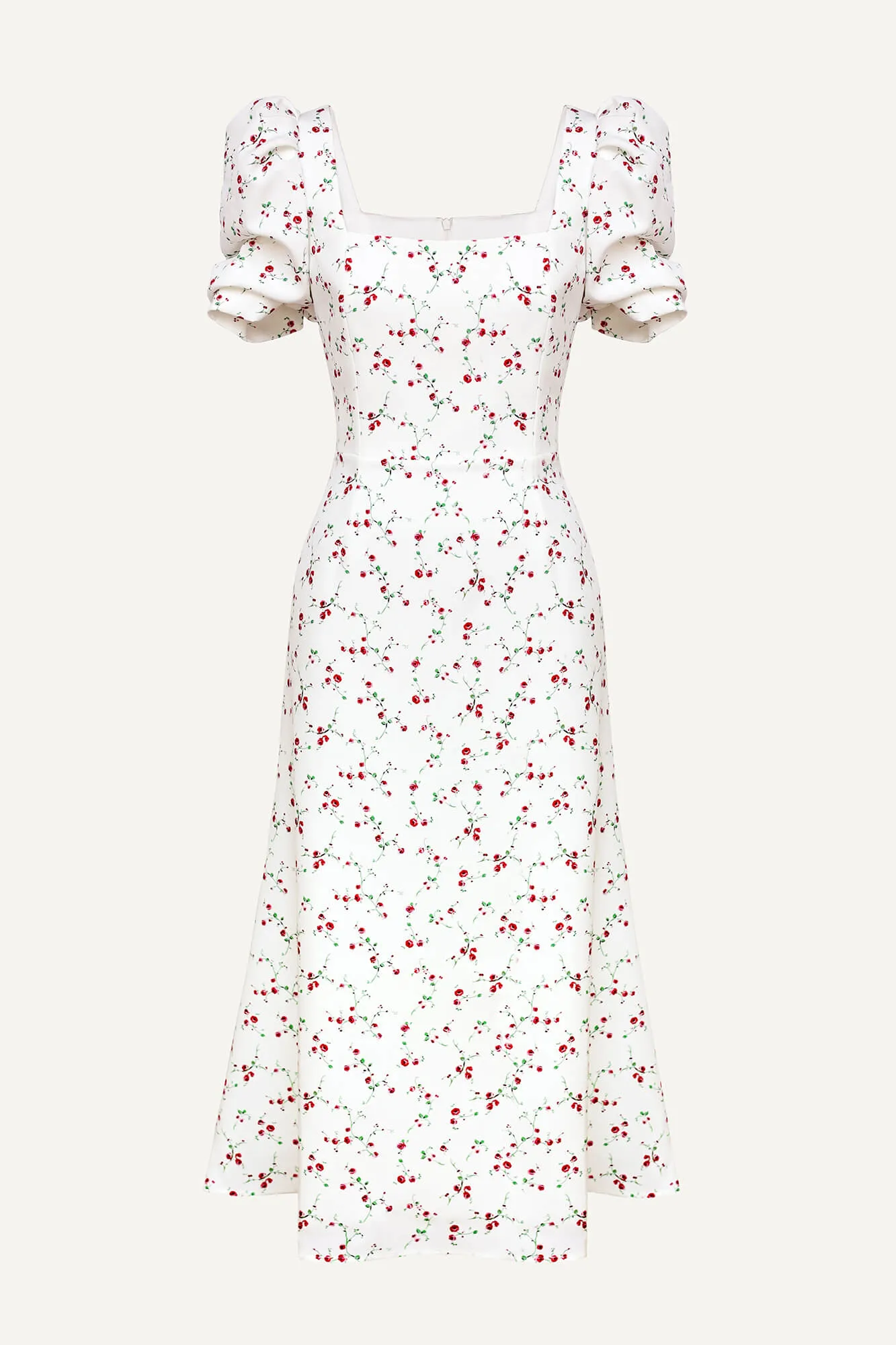 Godet Silhouette Square Neck Midi Dress