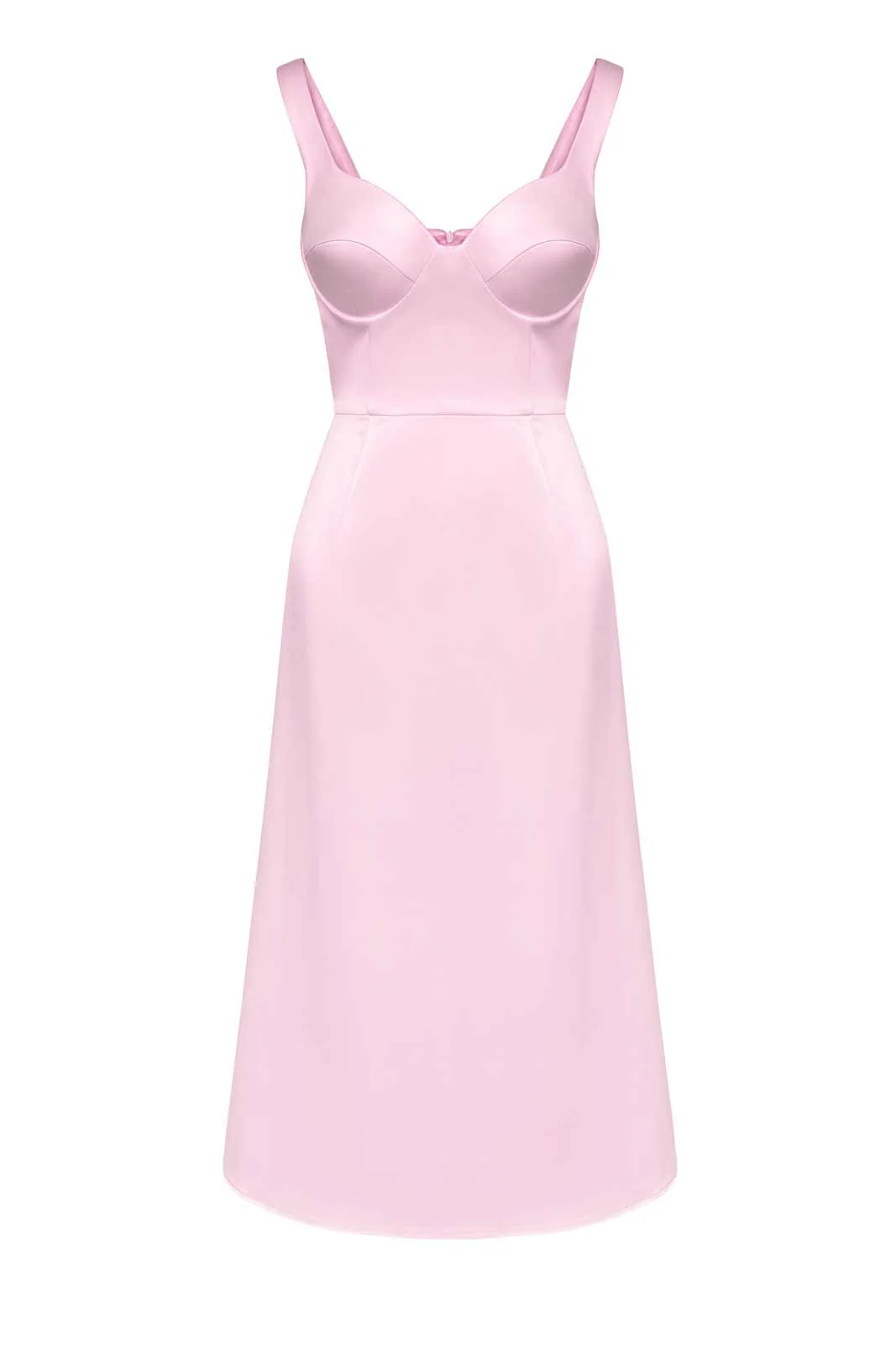 Satin V neck Midi Dress