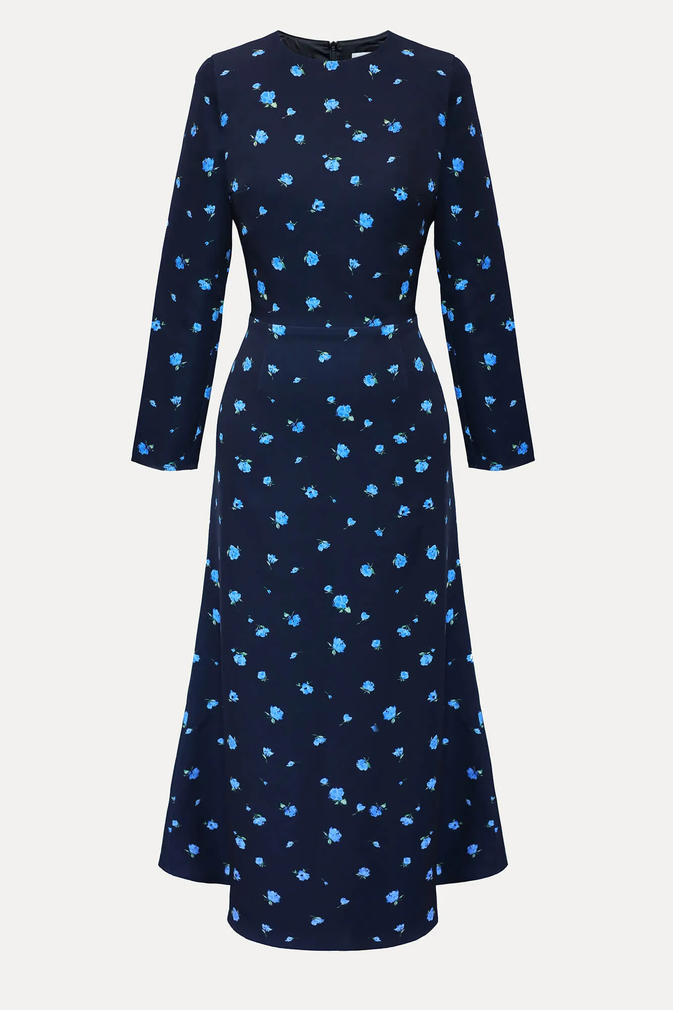 Godet Silhouette Long Sleeve Floral Midi Dress