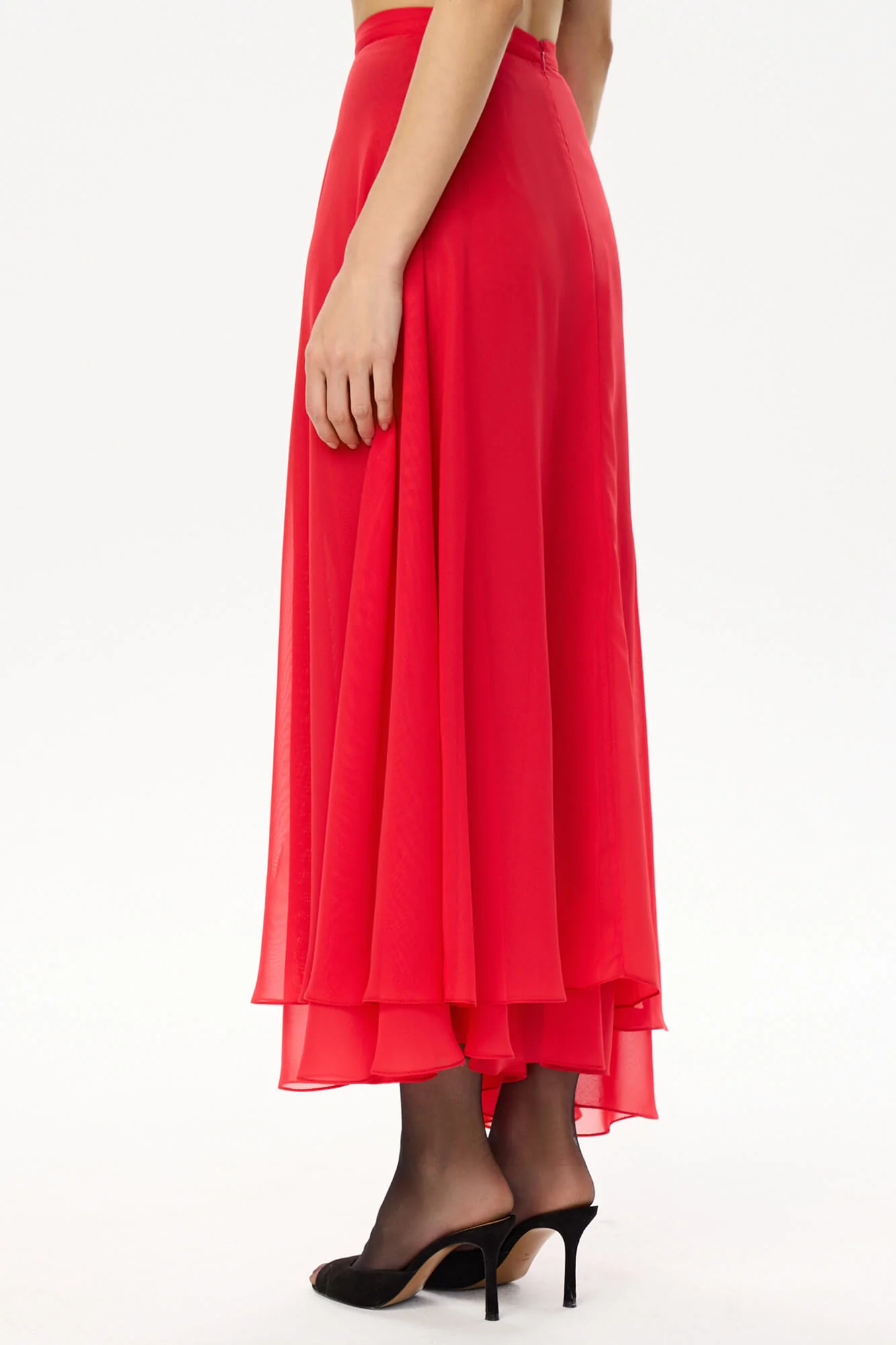 Asymmetrical Chiffon Midi Skirt