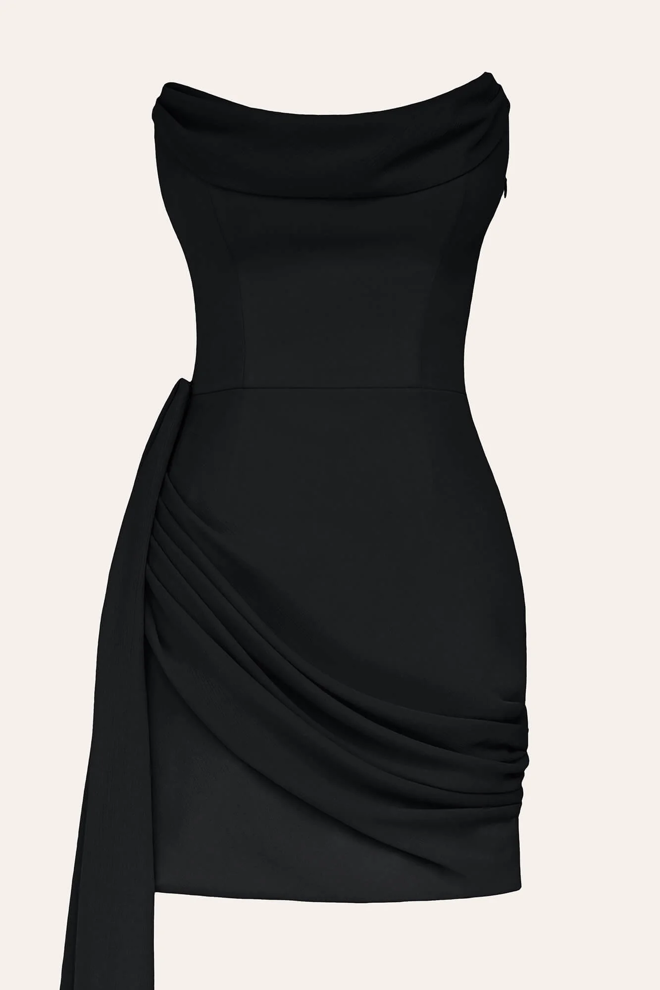 Сorset Draped Chiffon Train Mini Dress