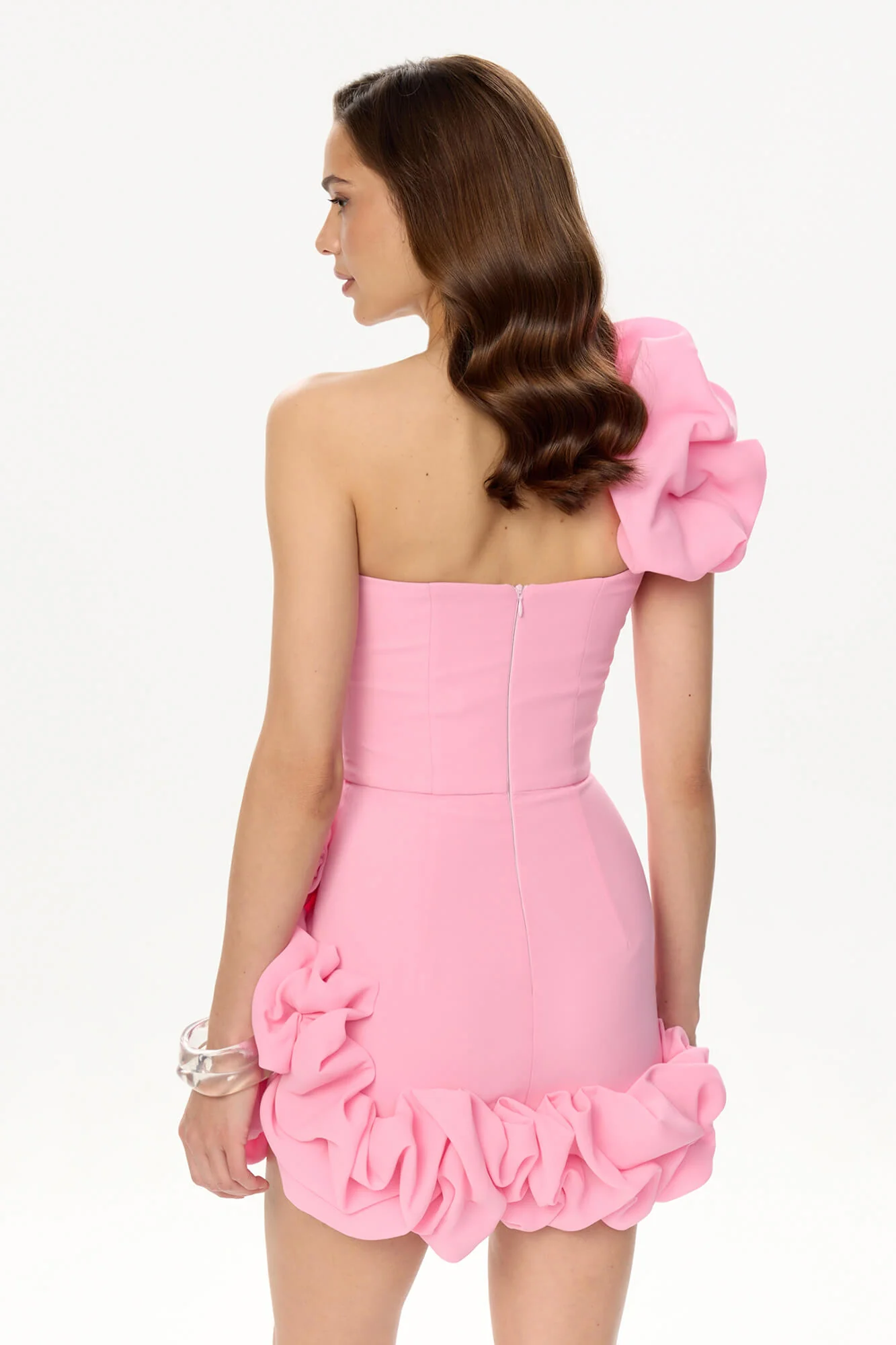 Flounced Bottom One Shoulder Bustier Dress