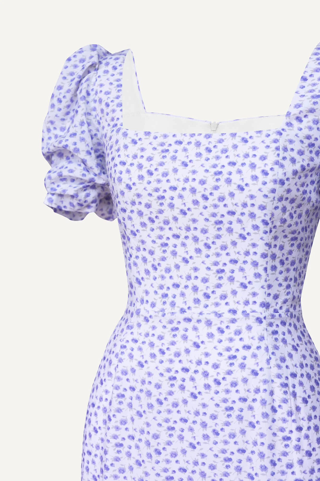 Godet Silhouette Square Neck Midi Dress