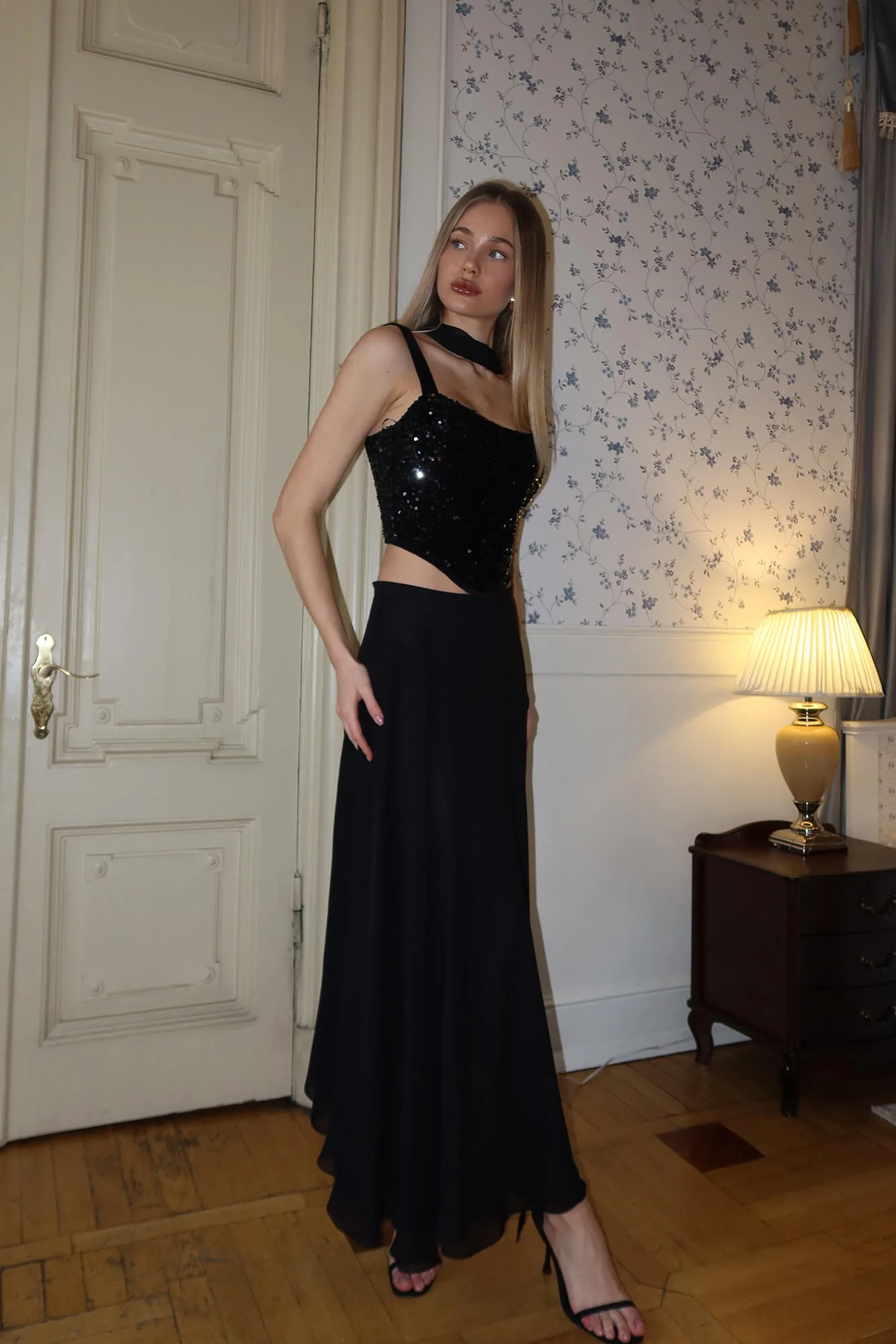 Asymmetrical Chiffon Midi Skirt