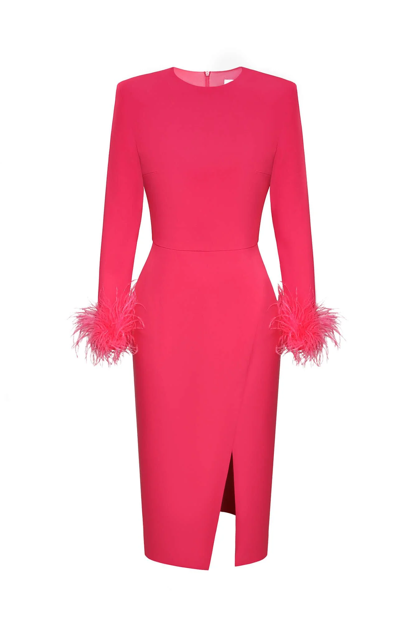 Wrap Feather Sleeve Midi Dress