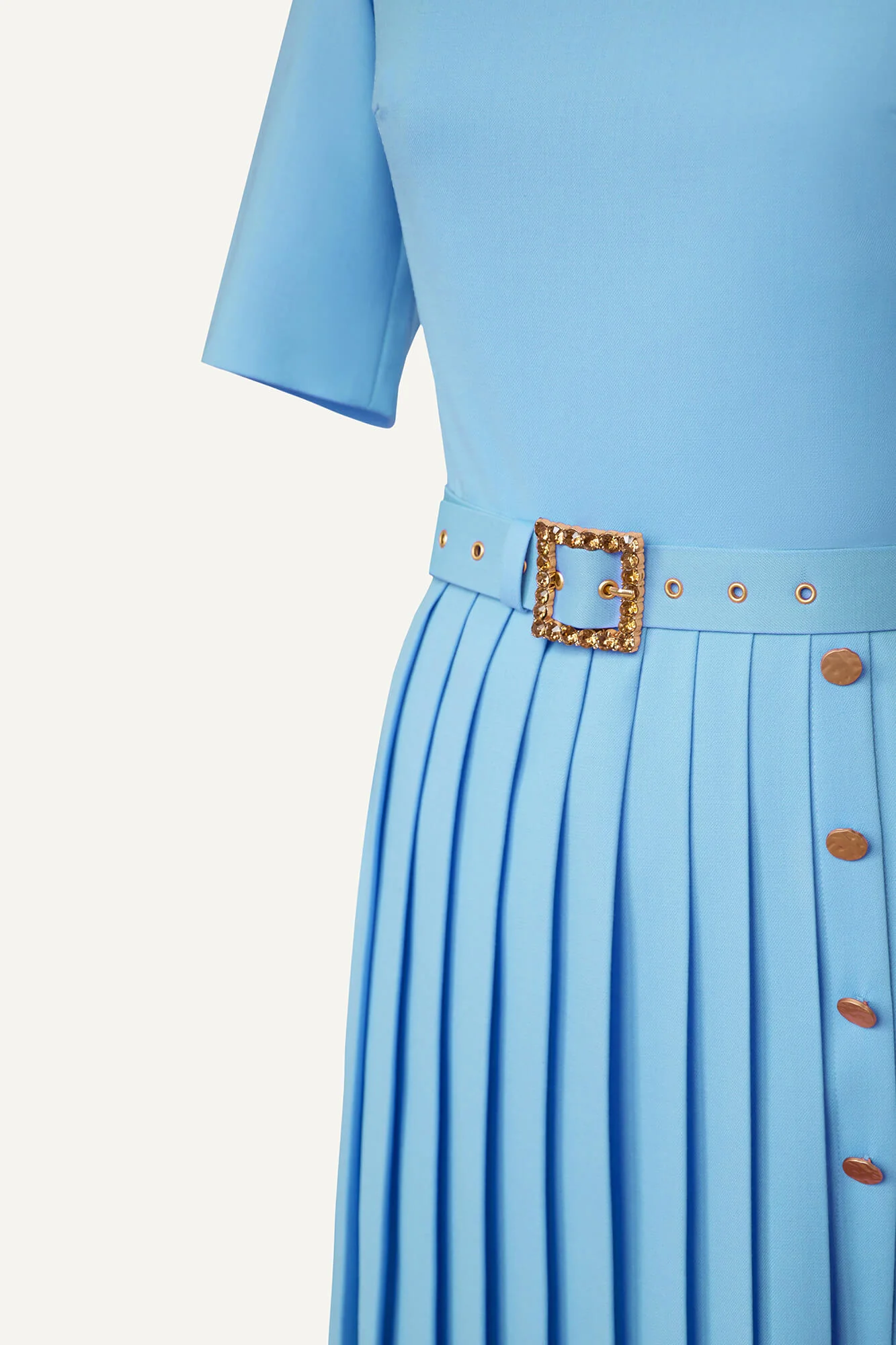 Short Sleeve Pleated Midi Dress