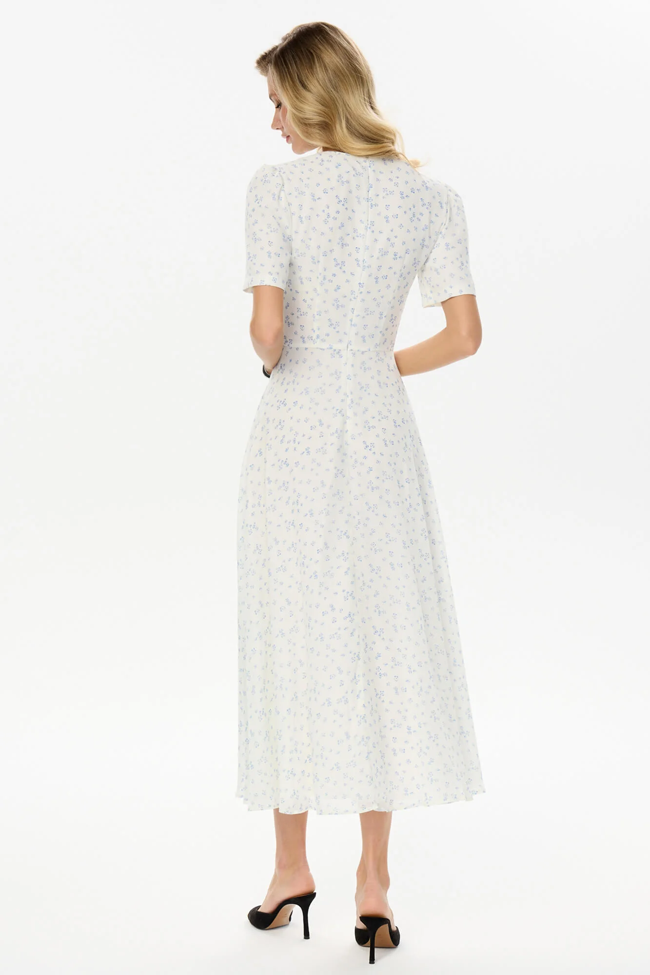 Short Sleeve Floral Midi Dress