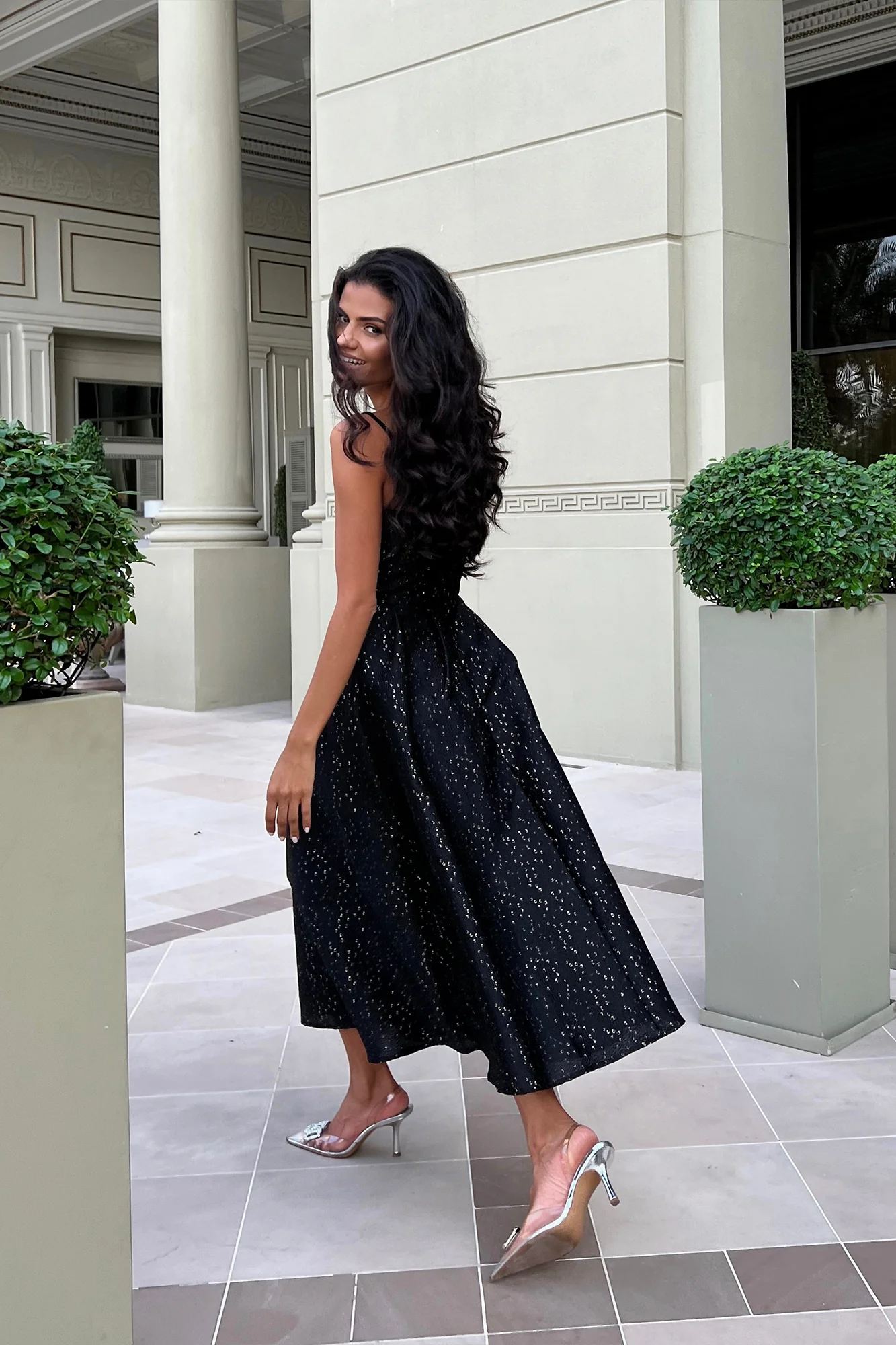 Jacquard Gold Flecks Bustier Dress