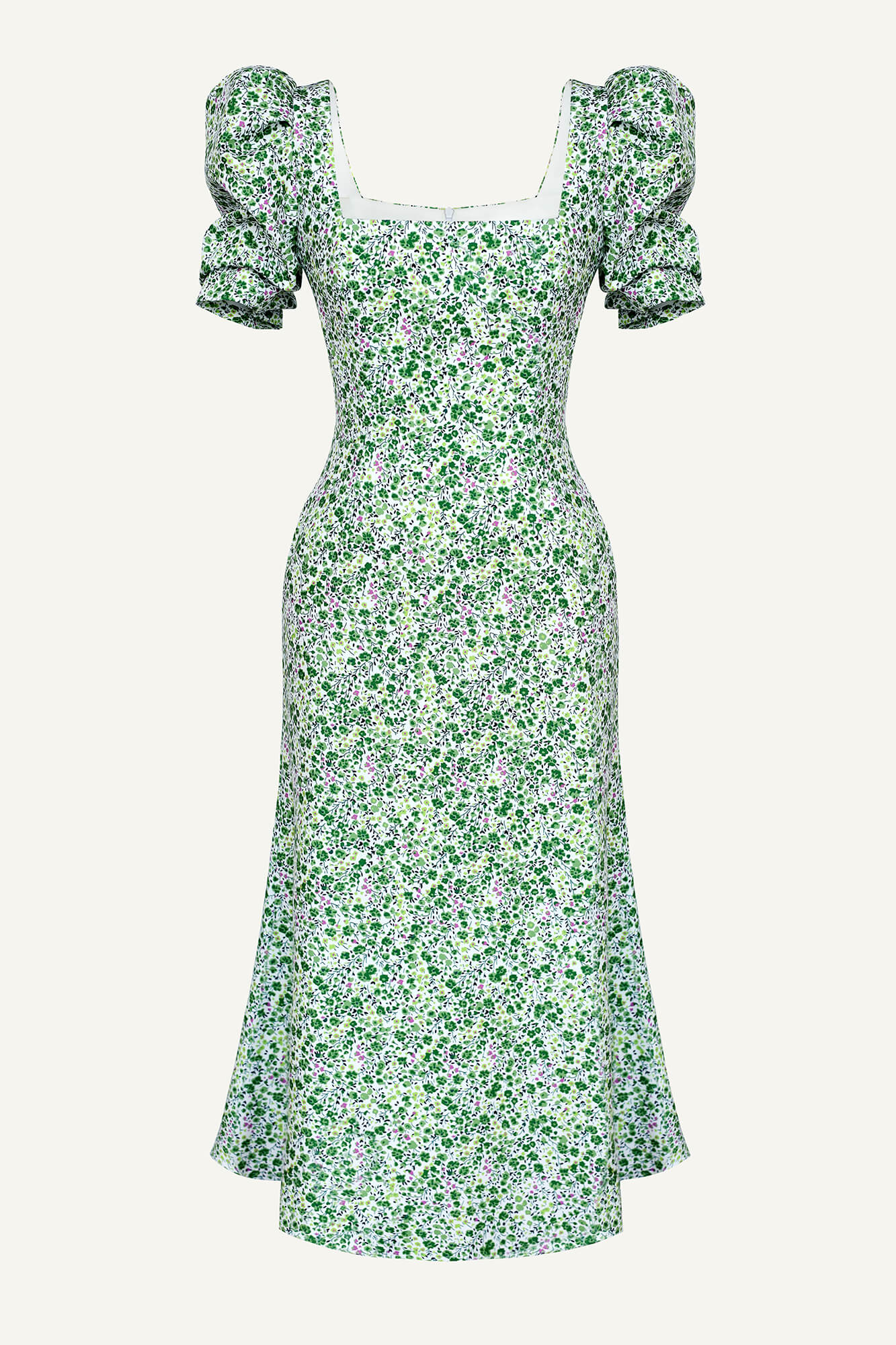 Godet Silhouette Square Neck Midi Dress