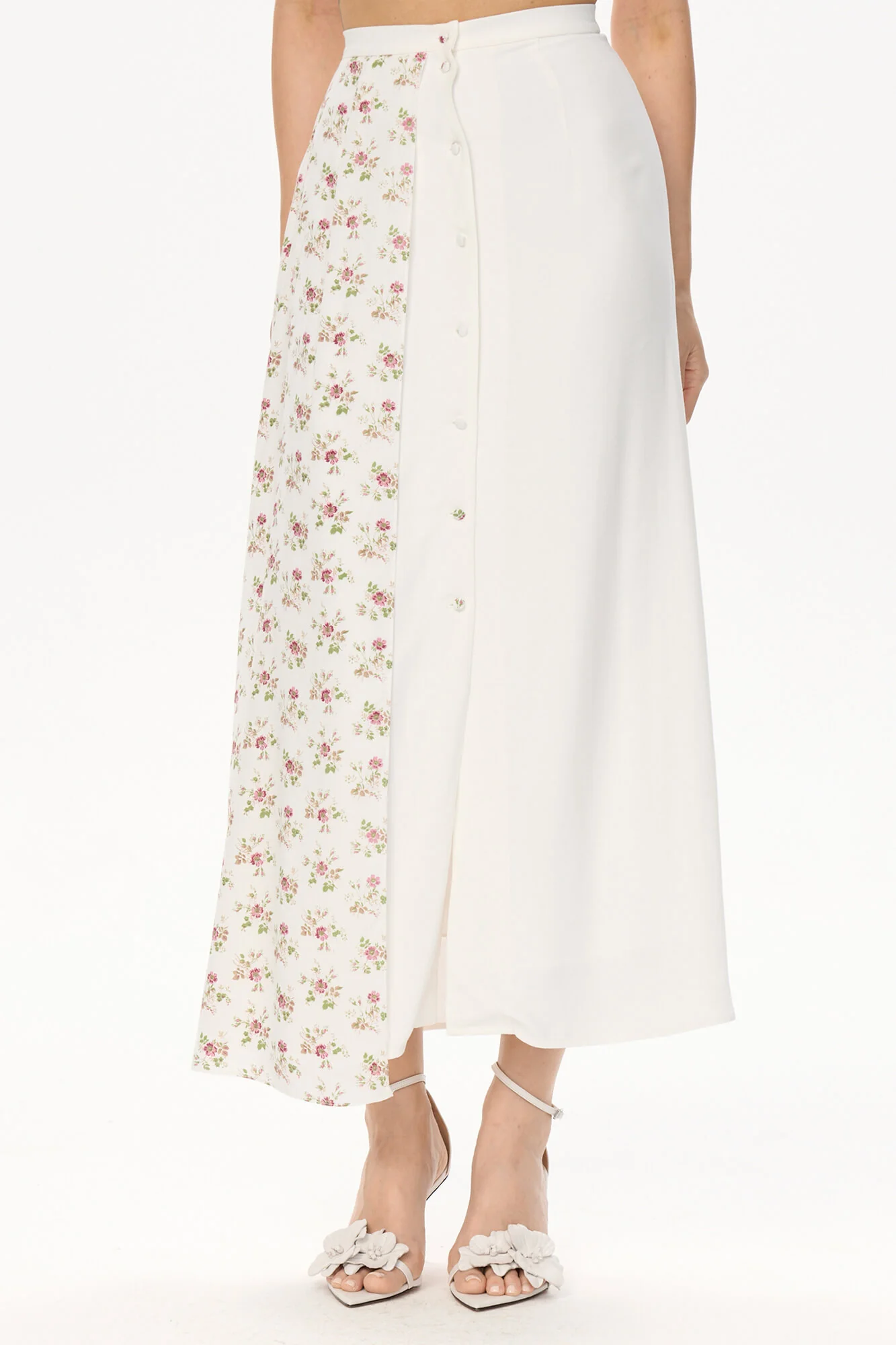 Button Midi Skirt