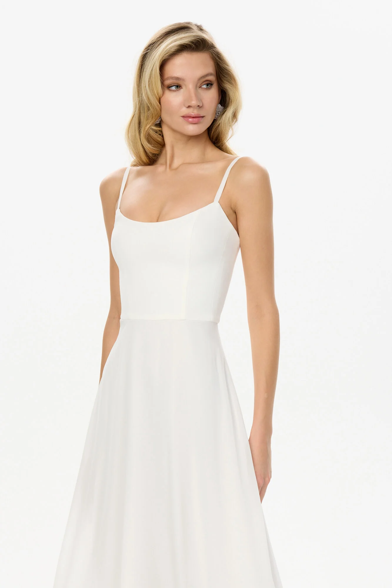 Flounce Bustier Midi Dress