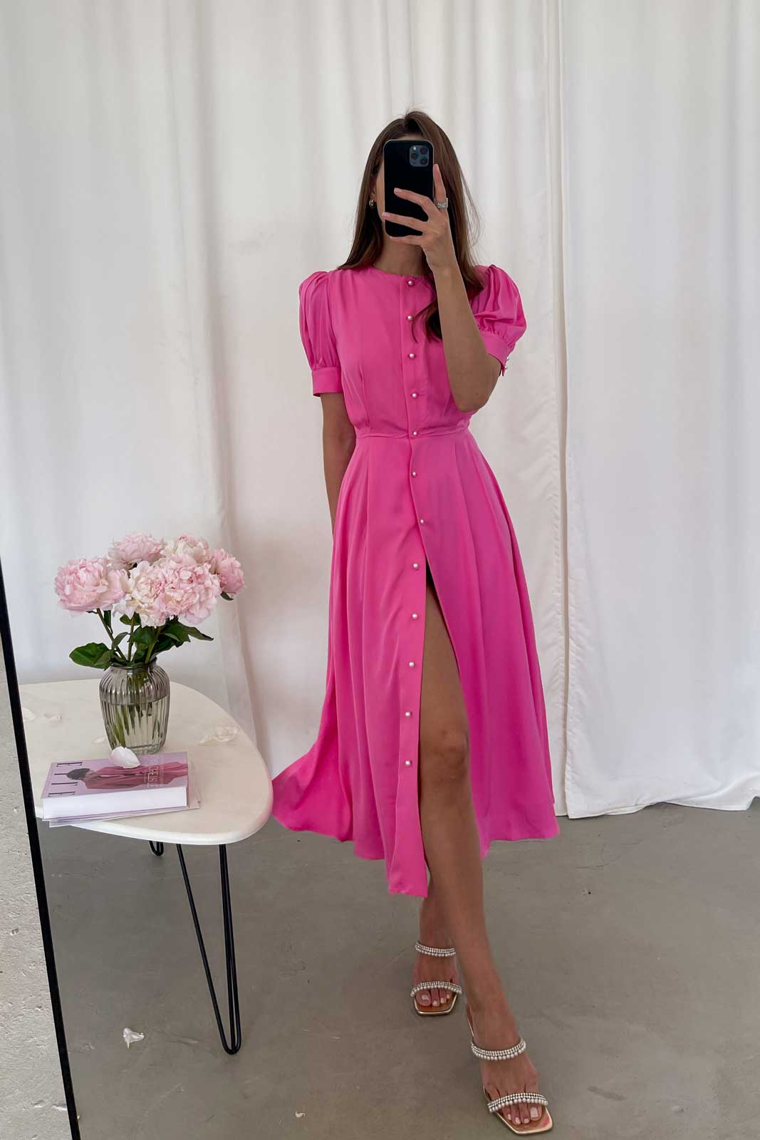 Button Front Midi Dress