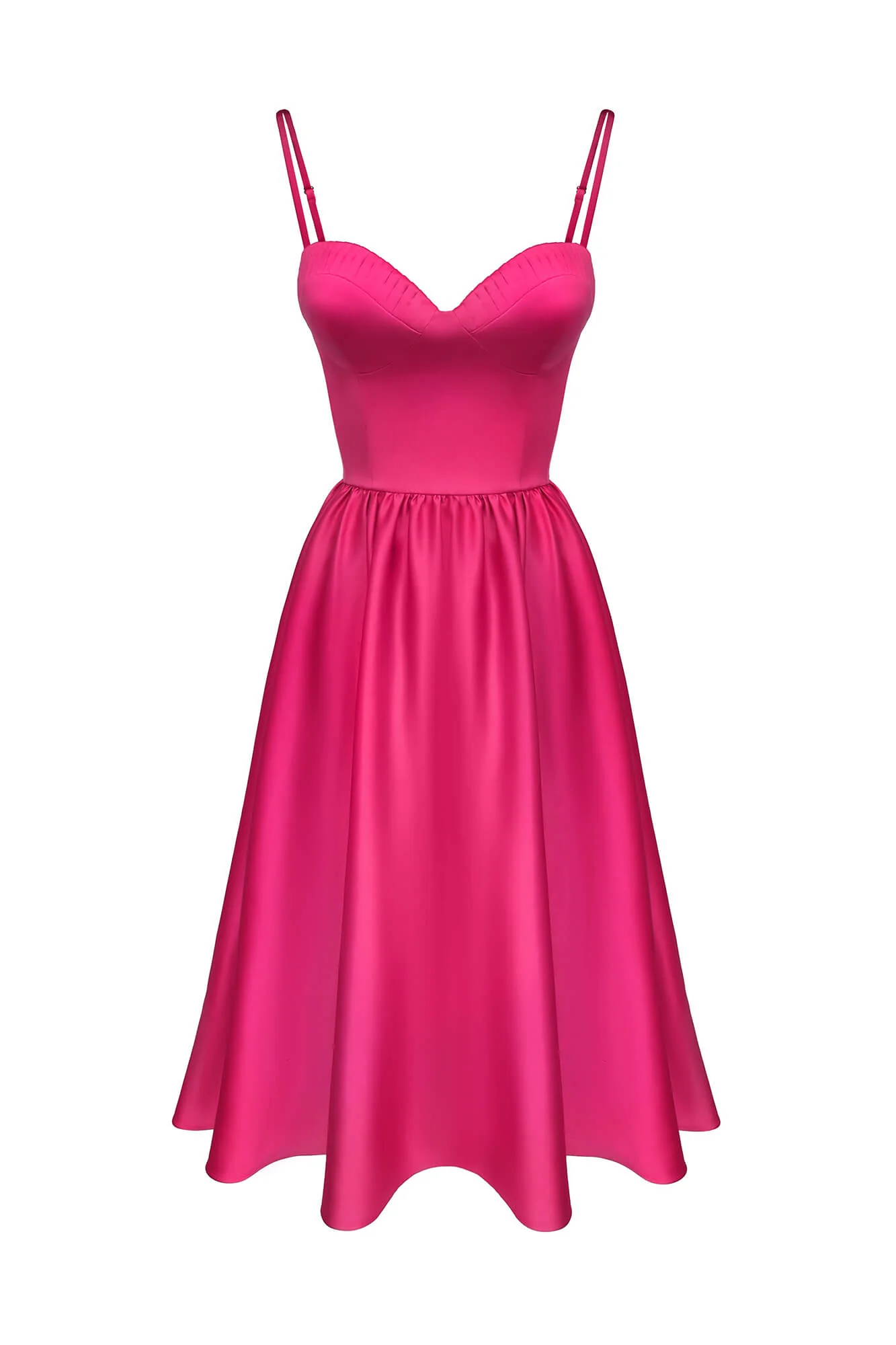 Bustier Pleated Bust Cups Midi Dress