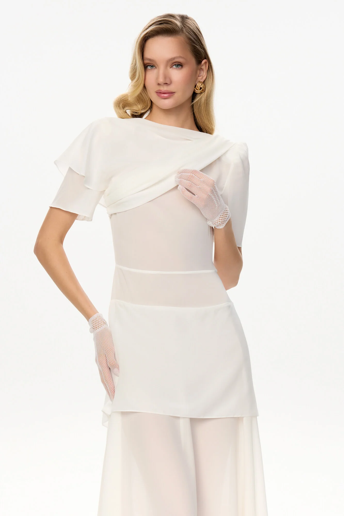 Chiffon Asymmetrical Midi Dress