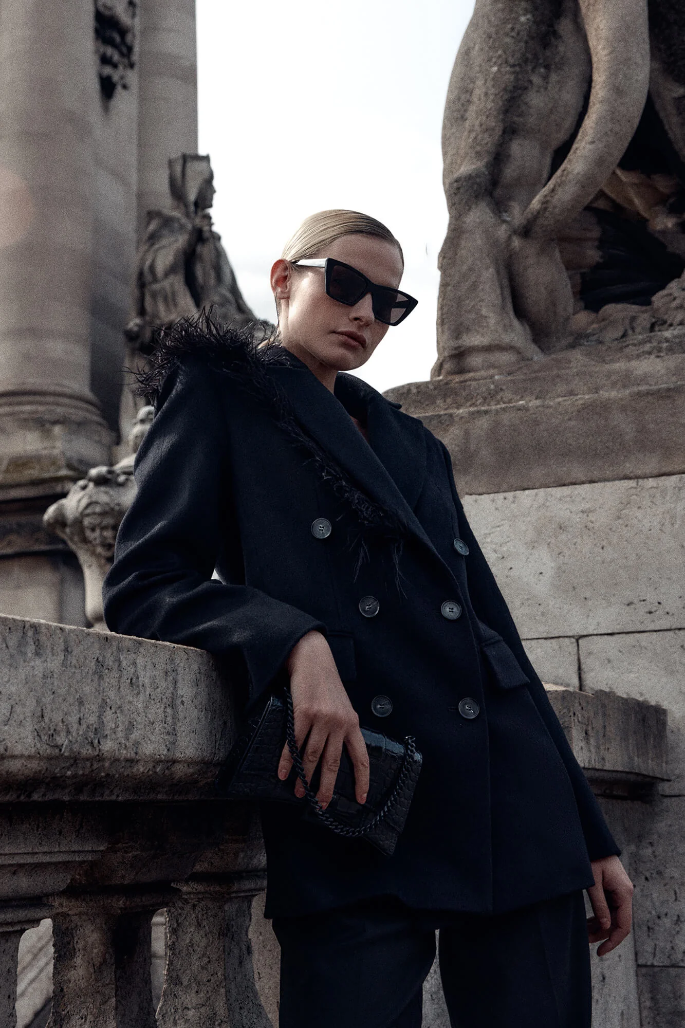 Short Coat with removable Feather Detail