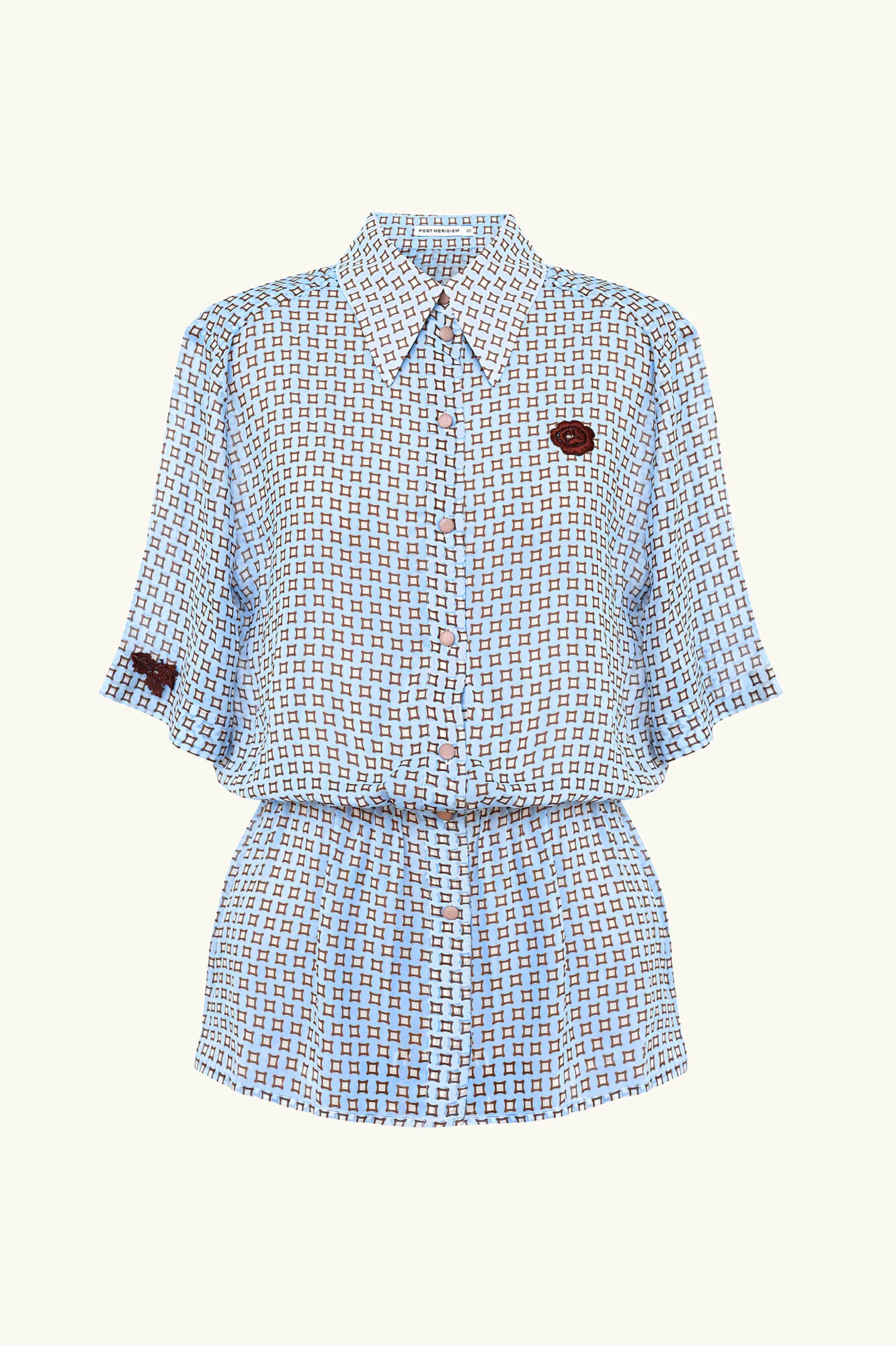 Button Front Blouse with 3/4 Sleeves