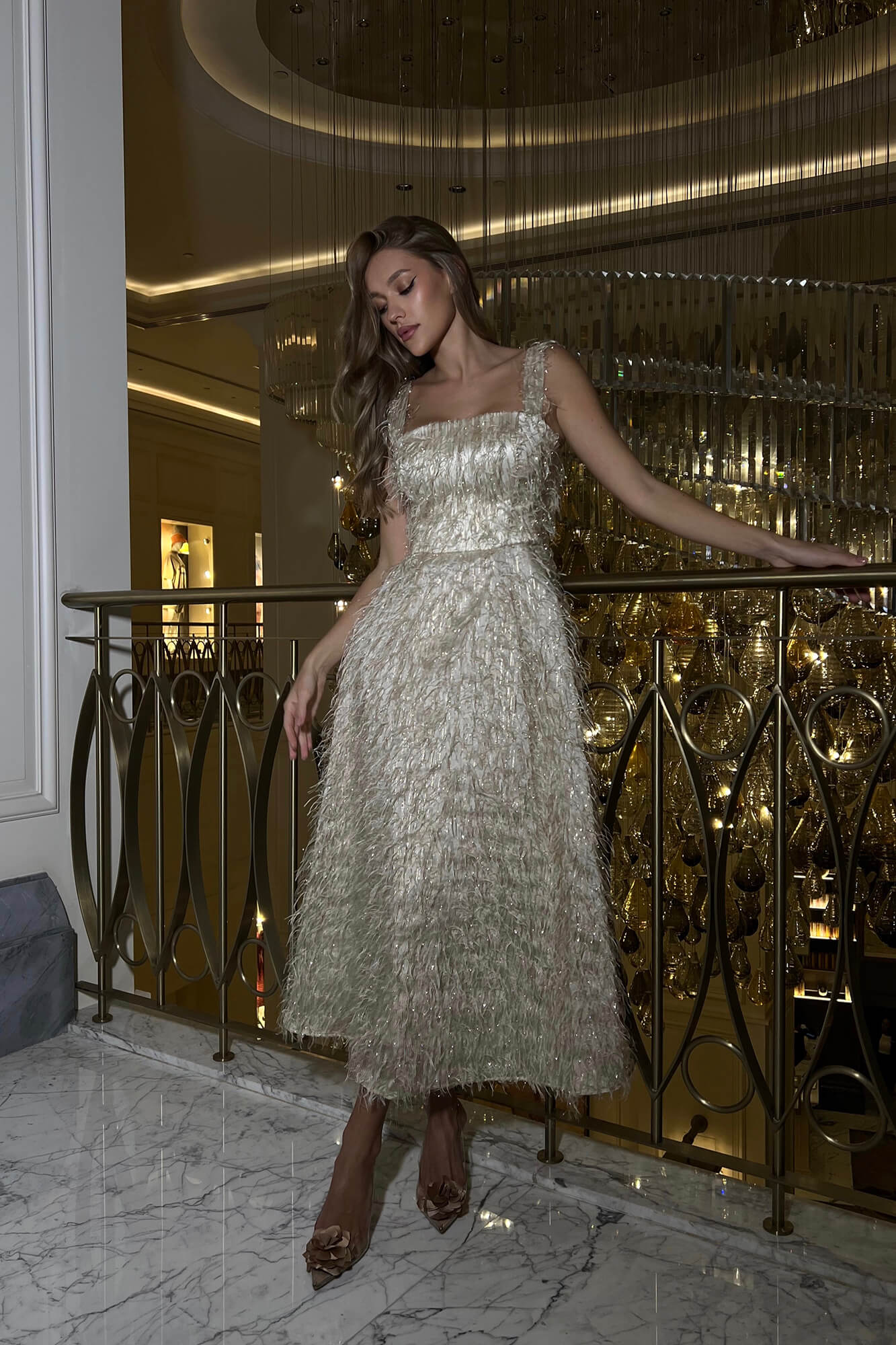 Pleated Corset Midi Dress