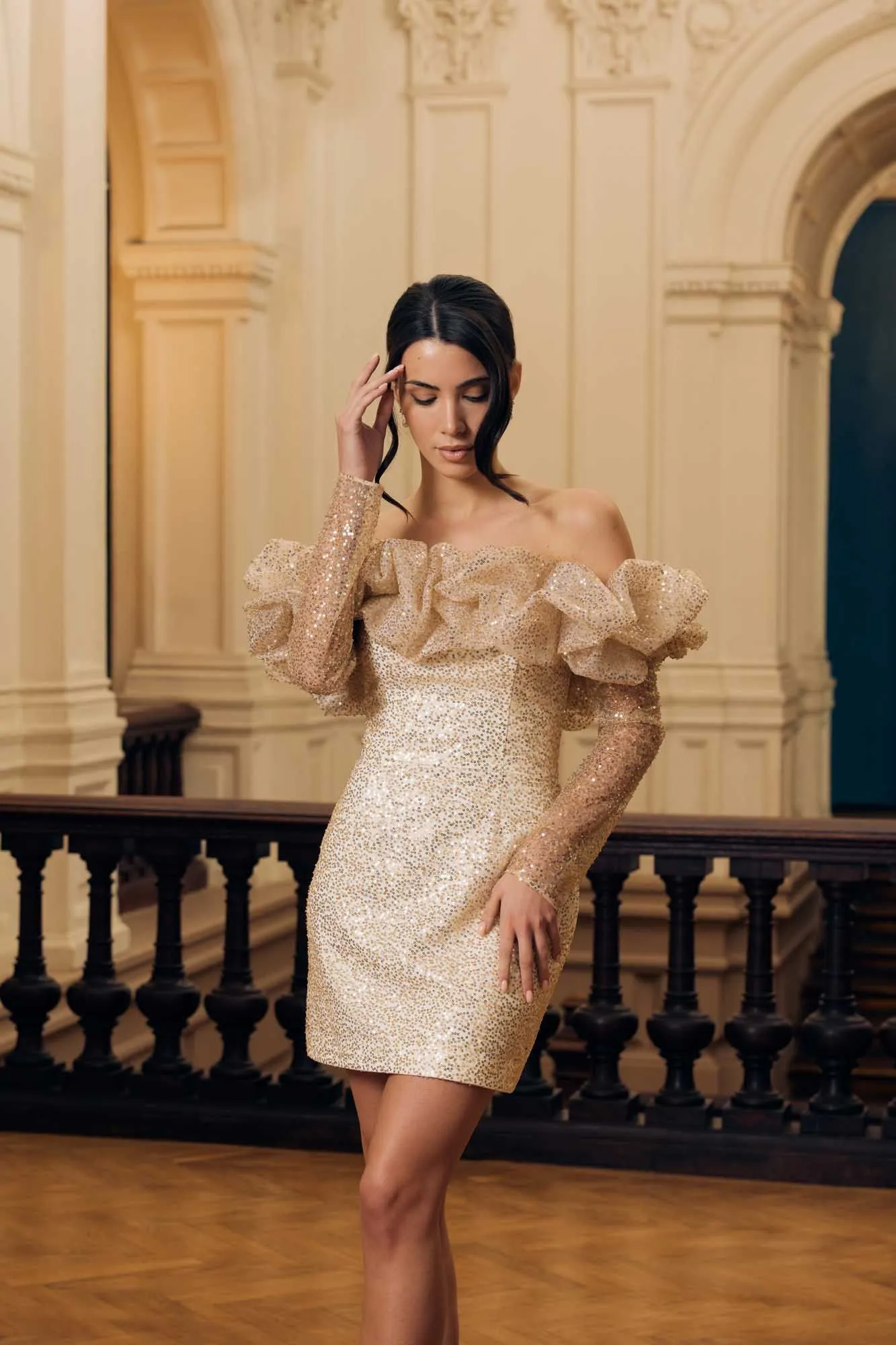 Meringue Long Sleeve Mini Dress