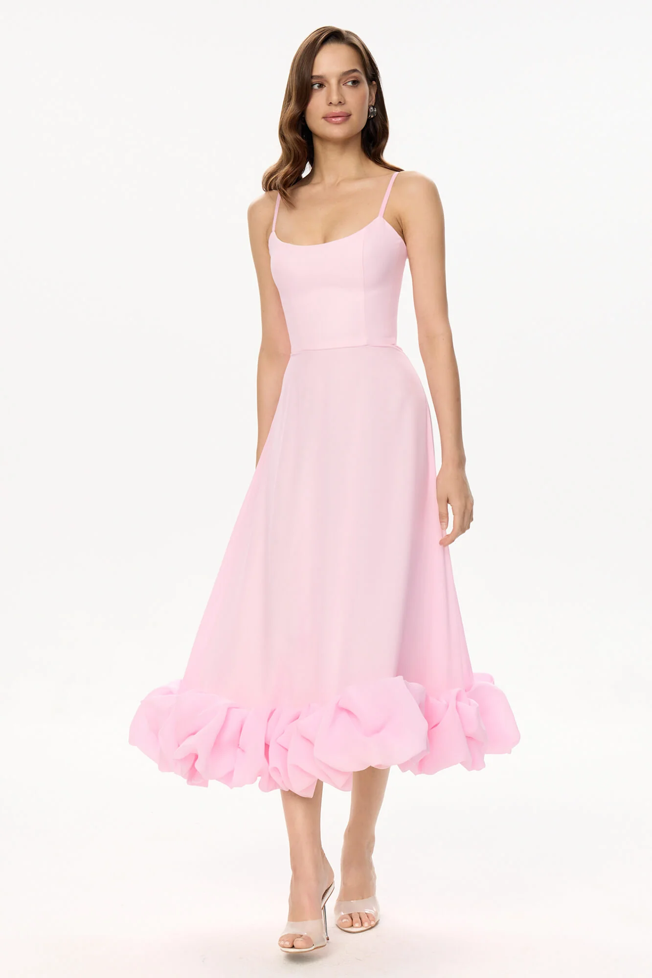 Flounce Bustier Midi Dress