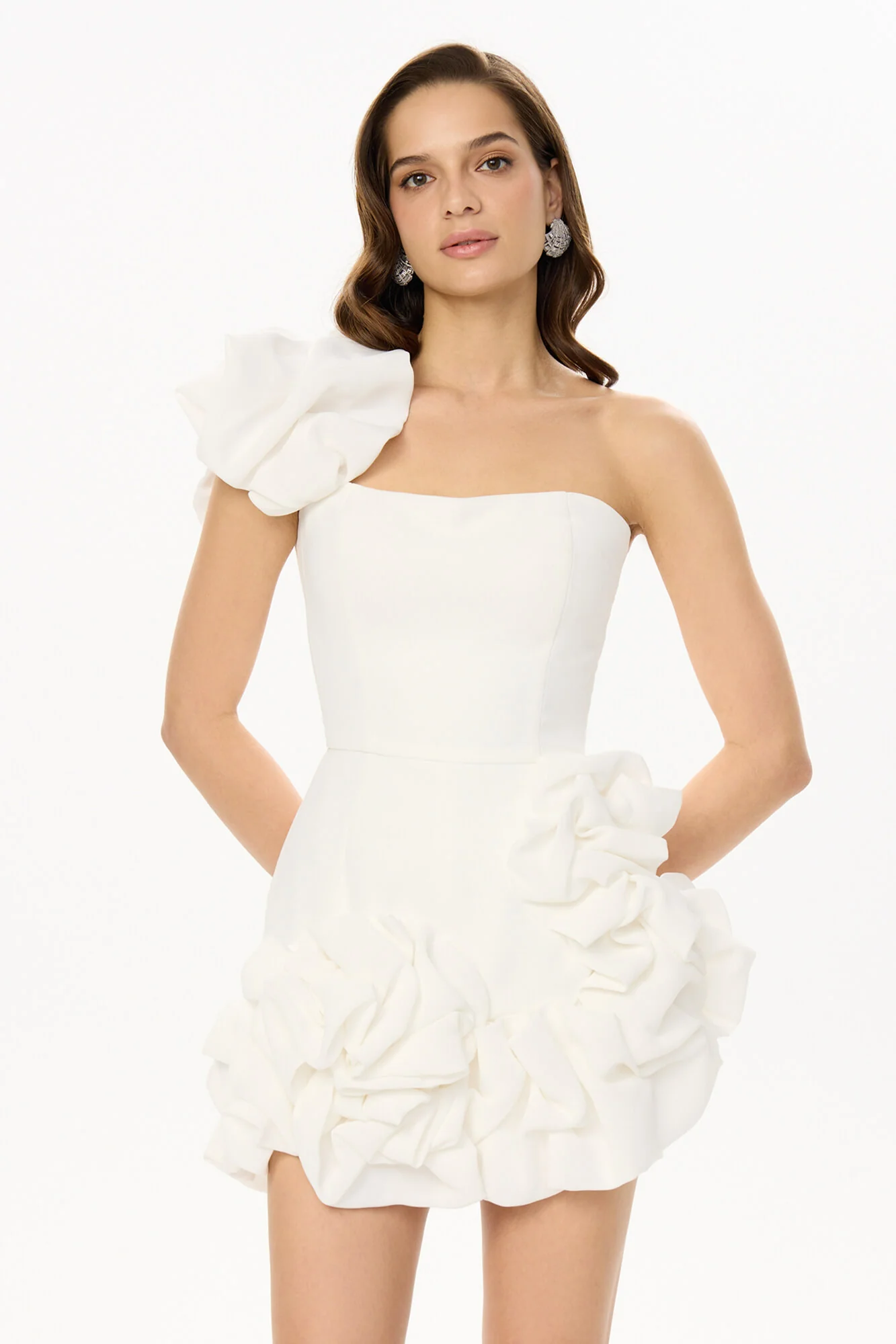 Flounced Bottom One Shoulder Bustier Dress