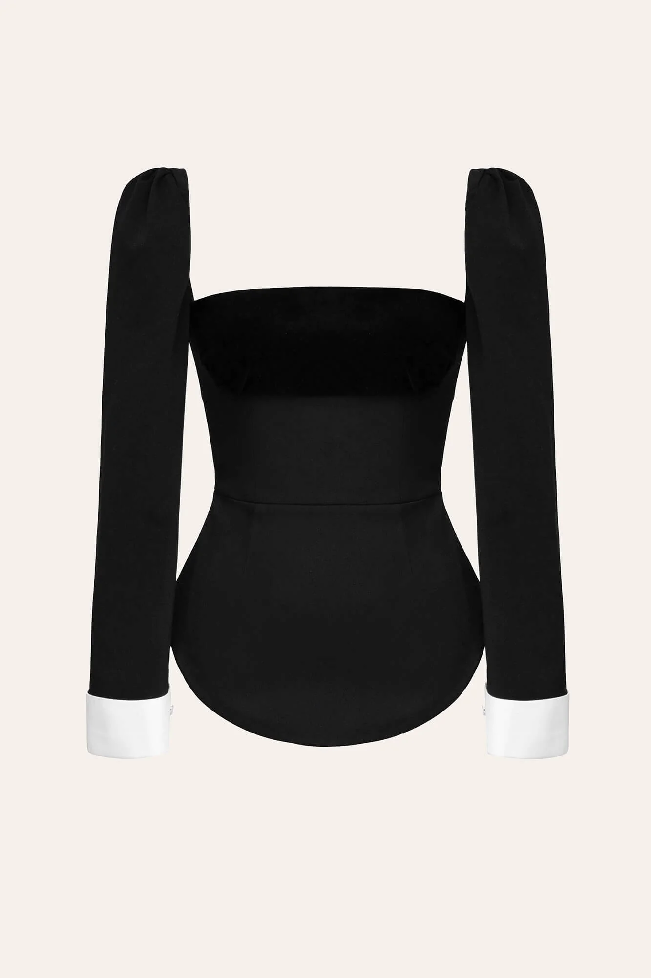 Long Sleeve Velvet Detail Top