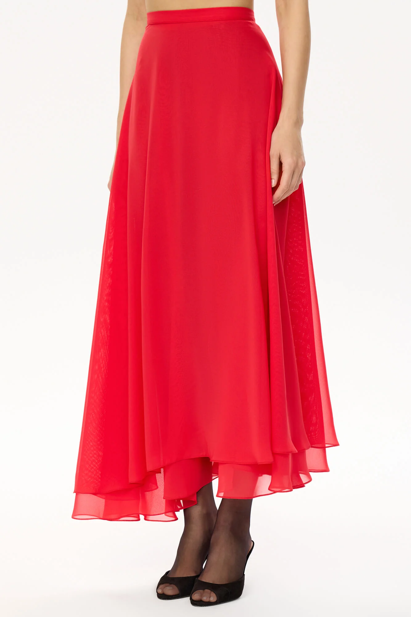 Asymmetrical Chiffon Midi Skirt