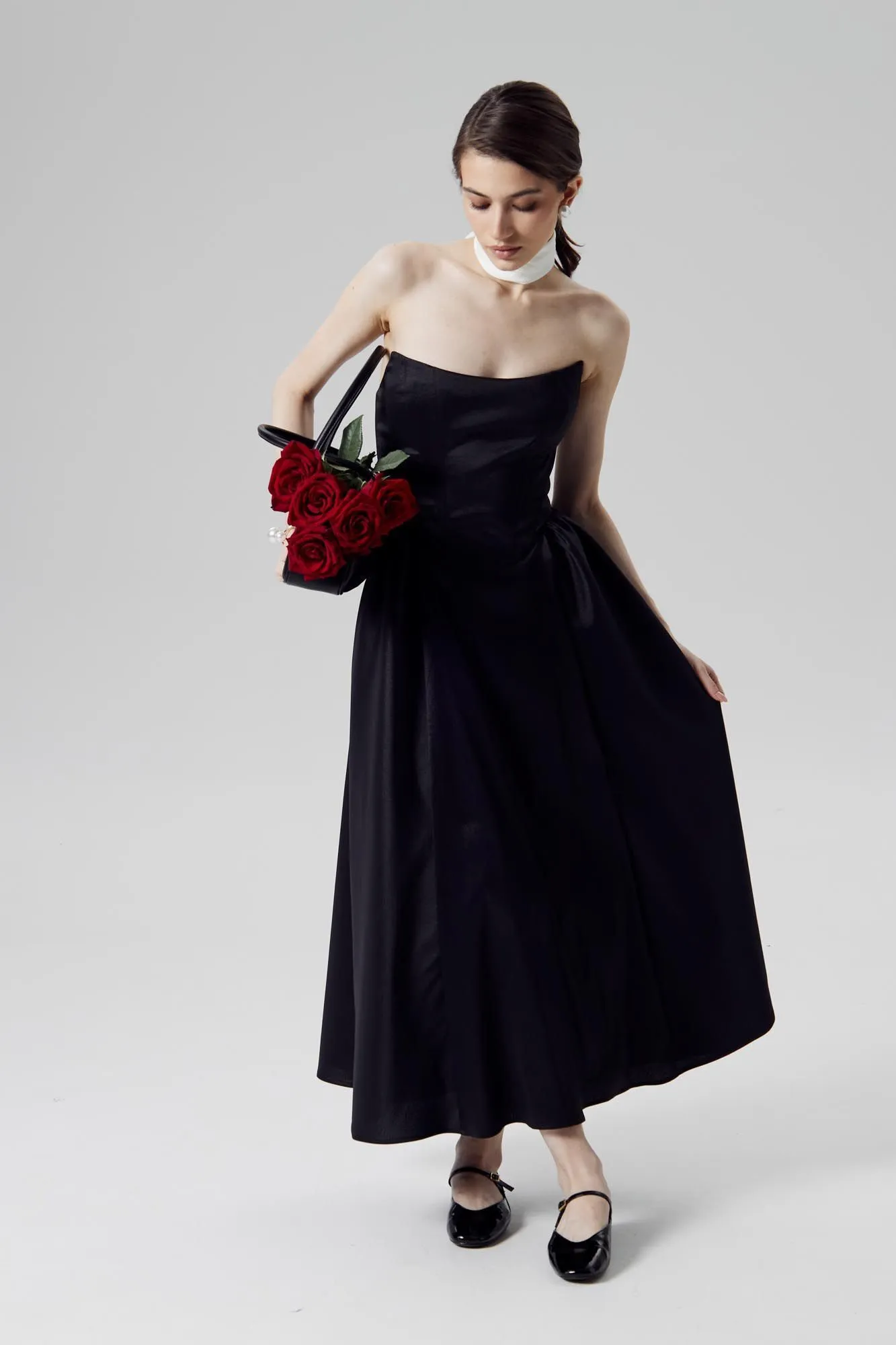 Tuck Corset Top Midi Dress