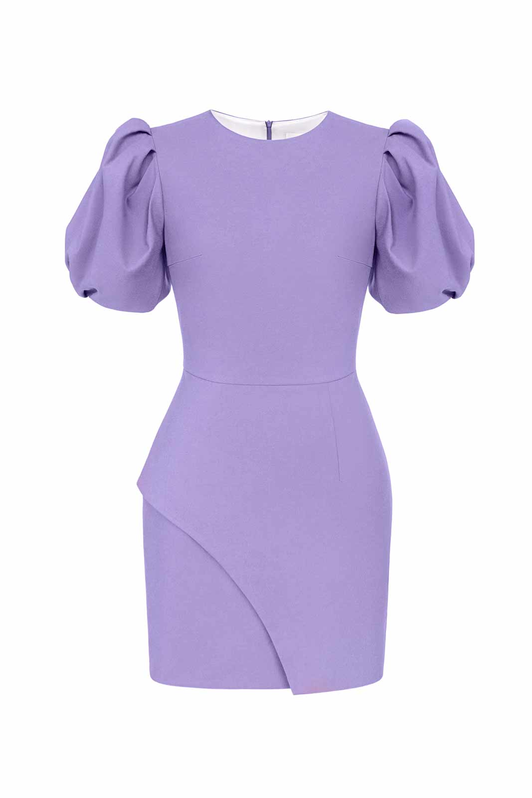 Asymmetric Hem Puff Sleeve Mini Dress