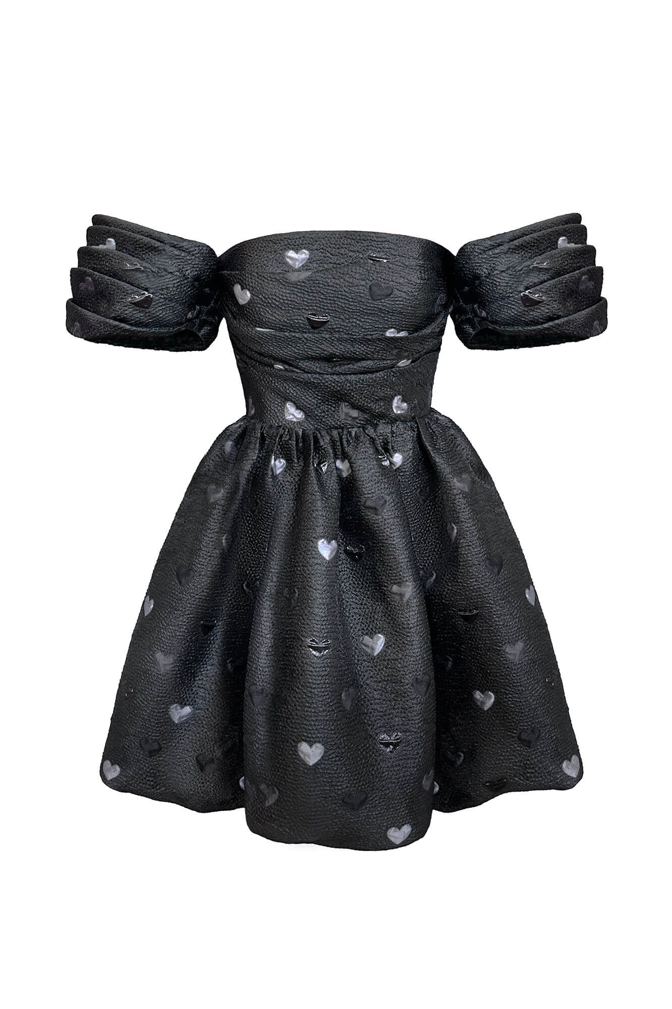 Draped Bodice Jacquard Mini Dress