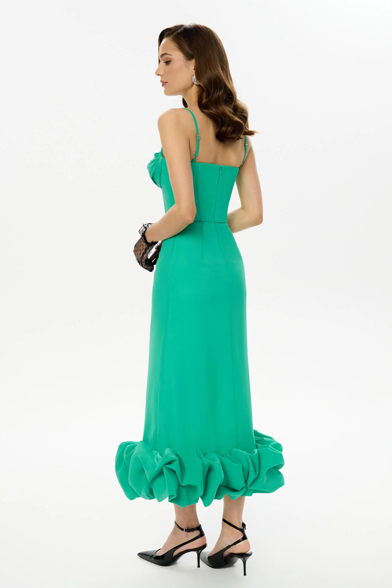 Draped Bodice Bottom Flounced Bustier Dress
