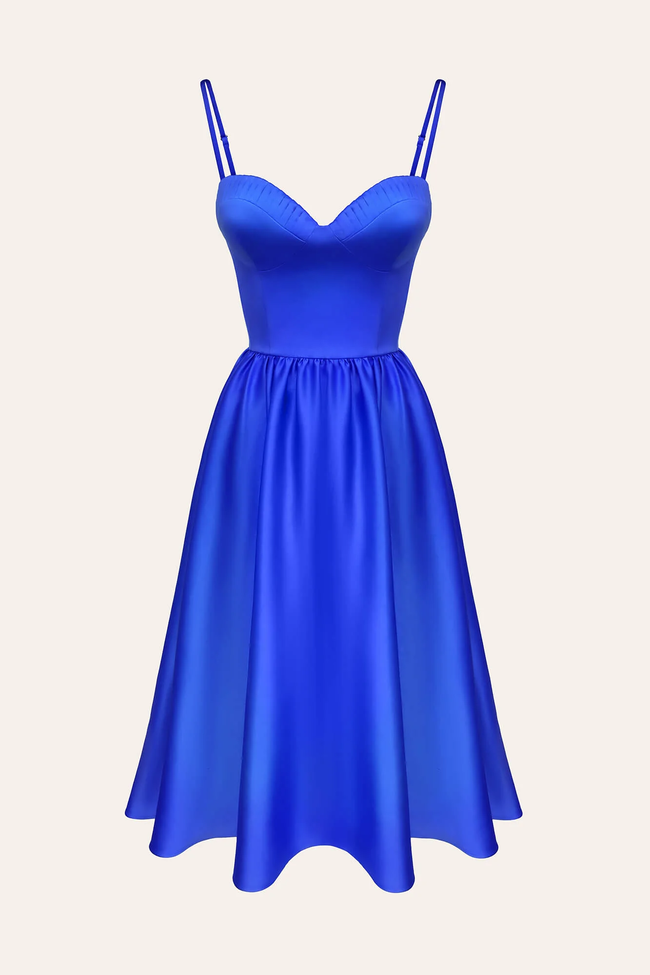 Bustier Pleated Bust Cups Midi Dress