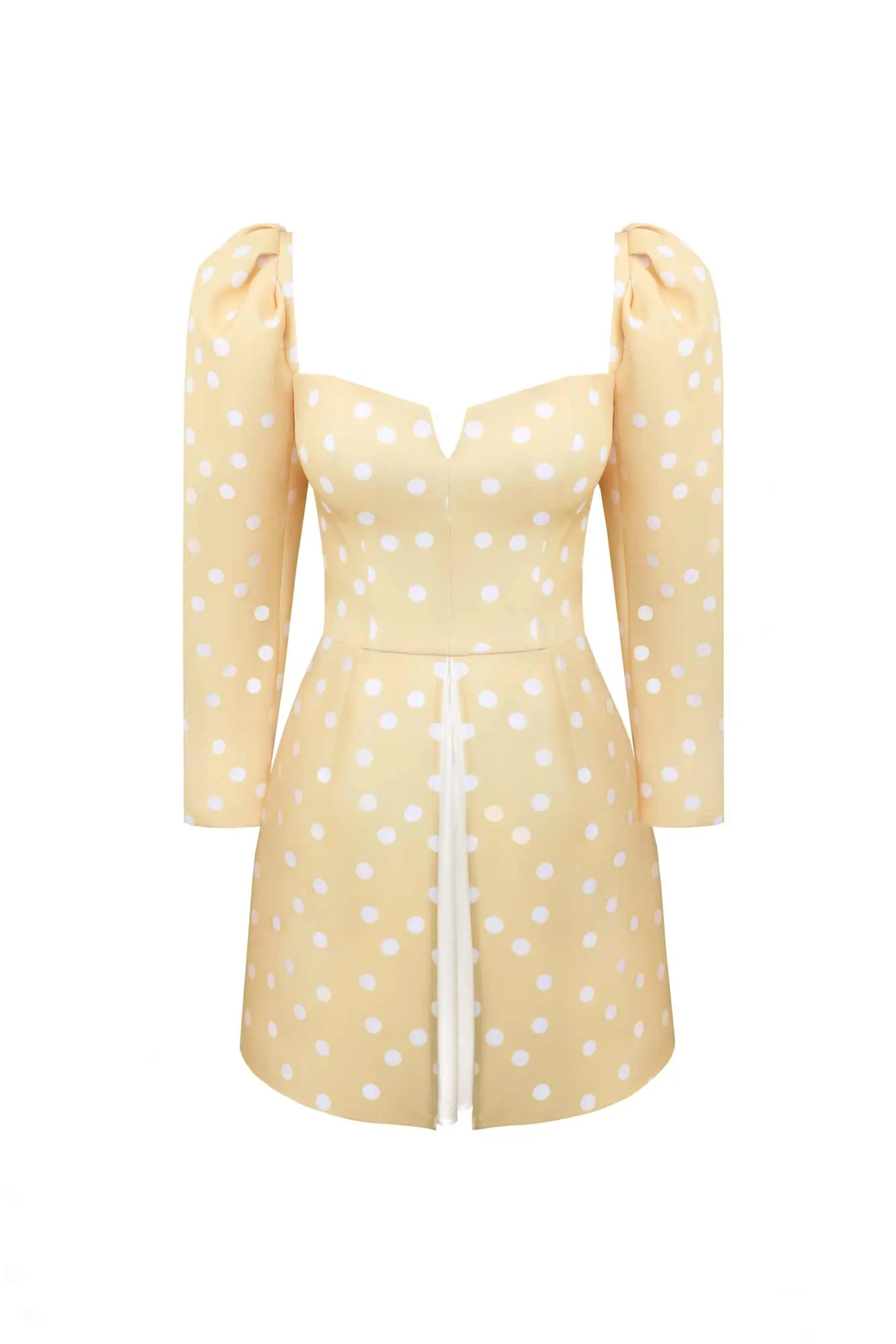 Polka Dot Printed Long Sleeve A-Line Mini Dress
