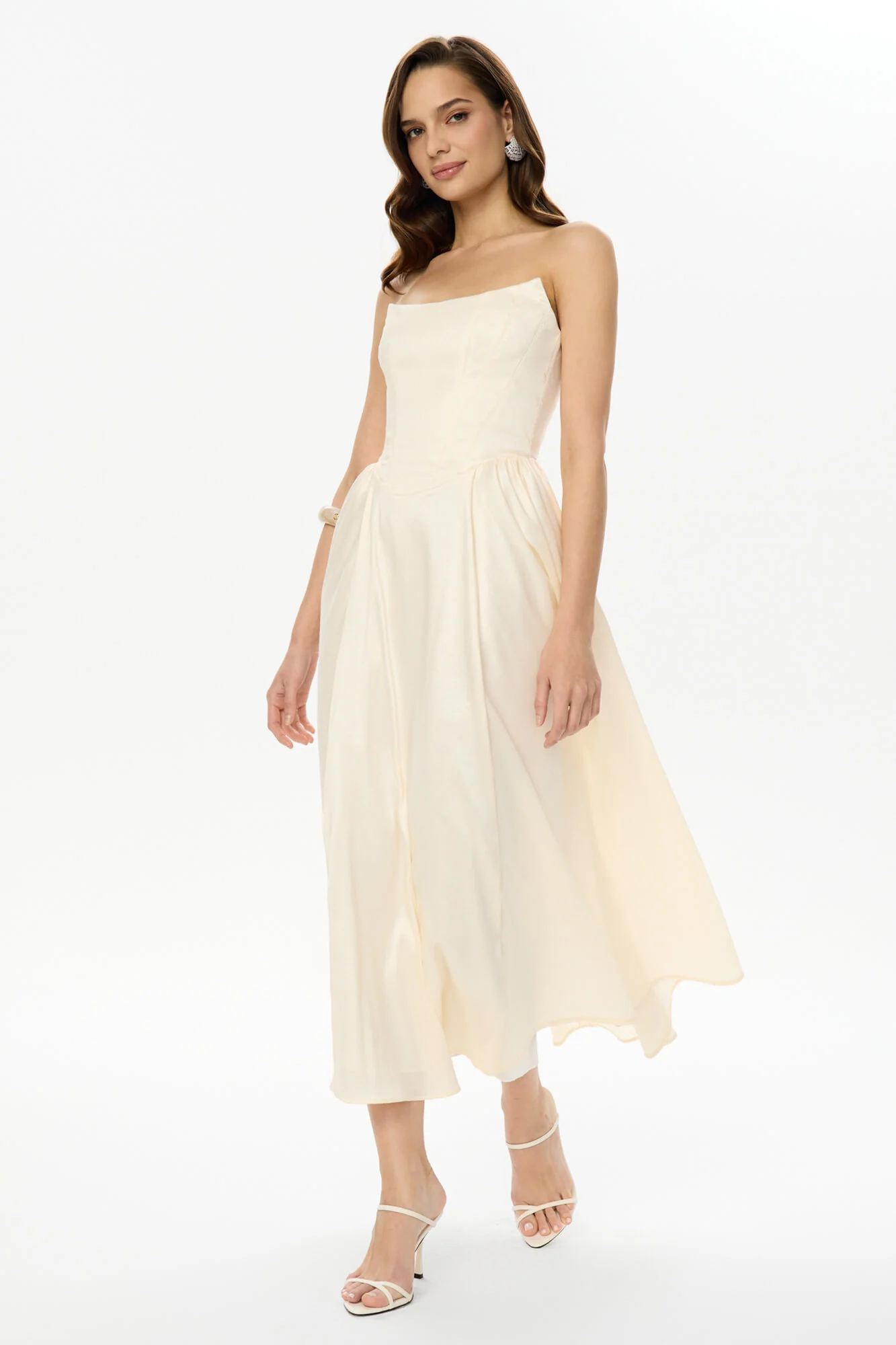 Tuck Corset Top Midi Dress