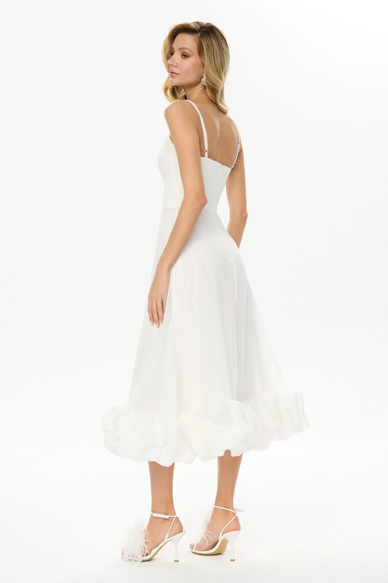Flounce Bustier Midi Dress