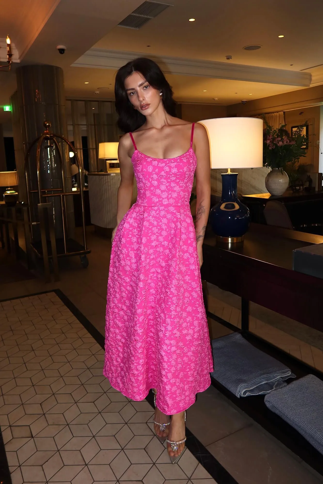 Jacquard Fitted Corset Bustier Dress