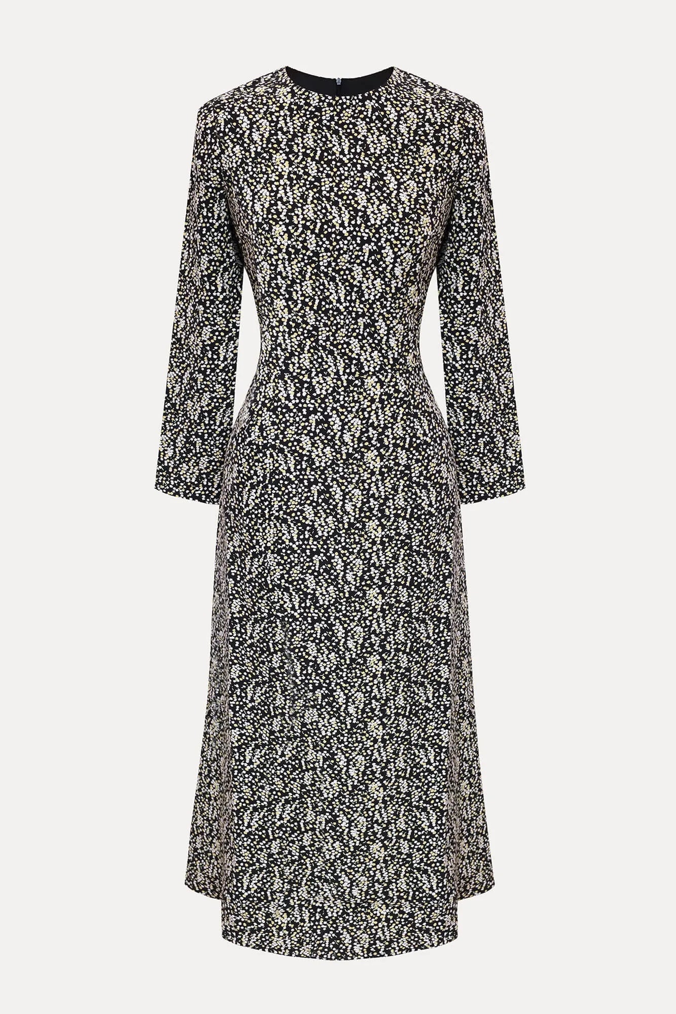 Godet Silhouette Long Sleeve Floral Midi Dress