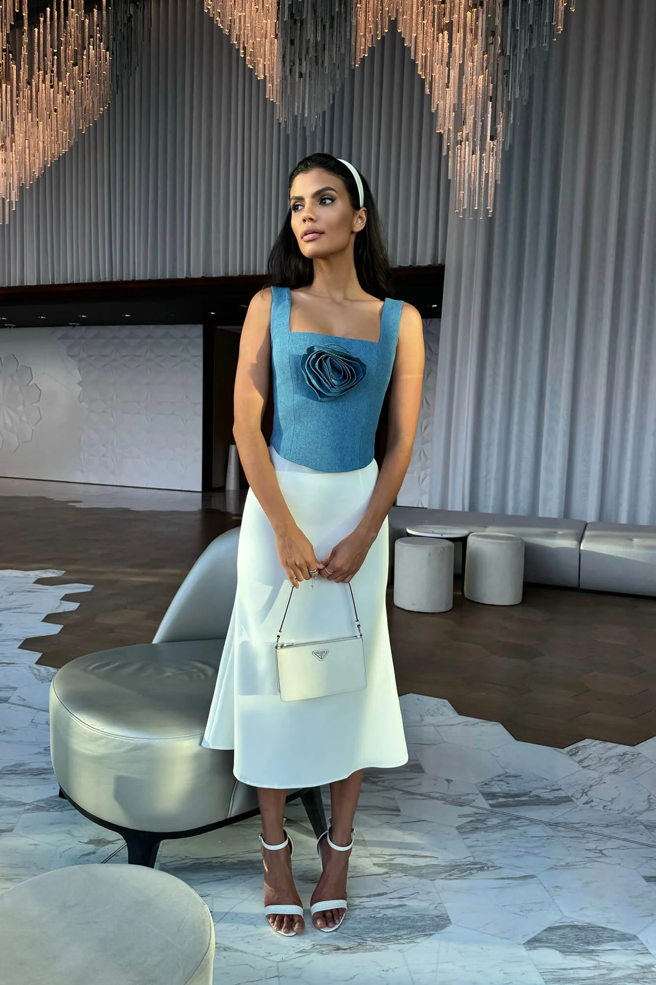 Square Neck Top with removable rose