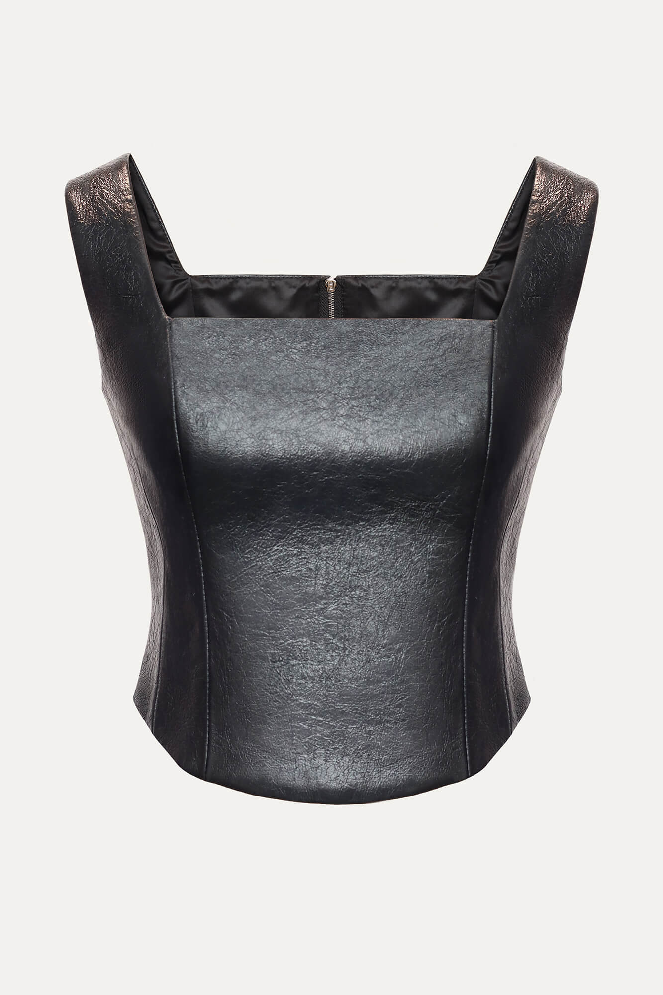 Leather Square Neck Top