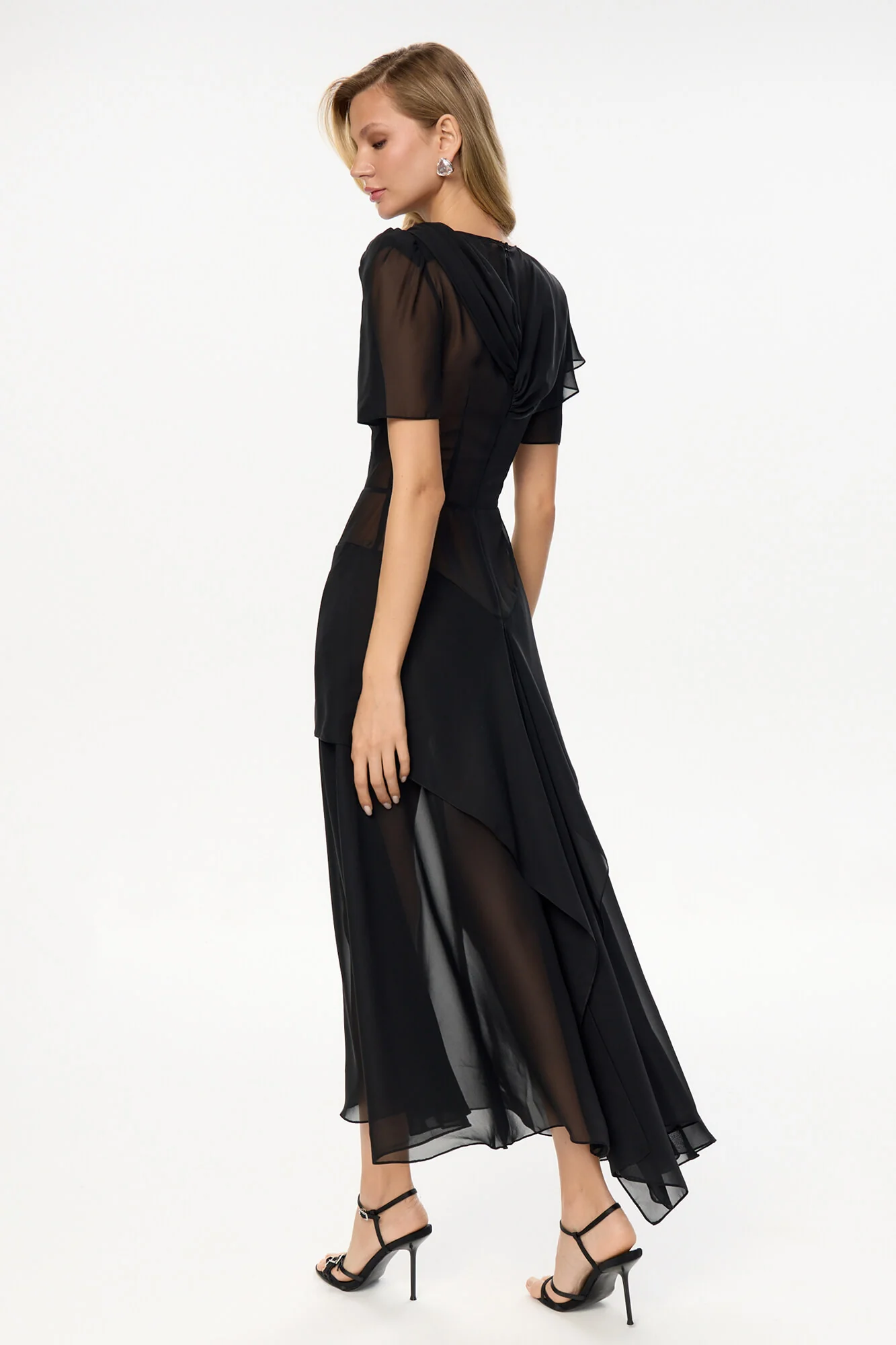 Chiffon Asymmetrical Midi Dress
