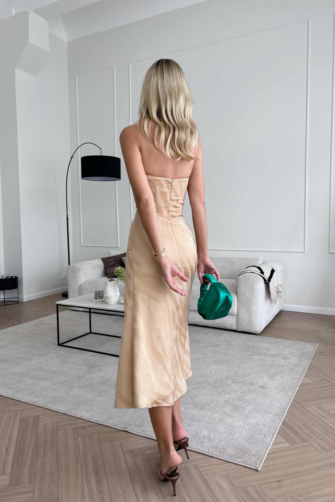 Viscose Slit Corset Midi Dress