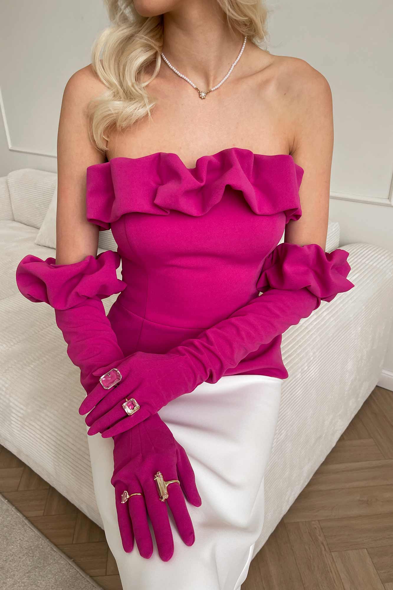 Flounced Bustier Top with Gloves
