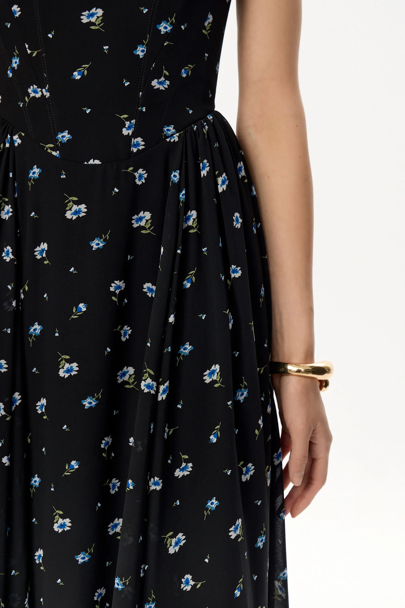 Strap Midi Dress with Corset-Style Bodice