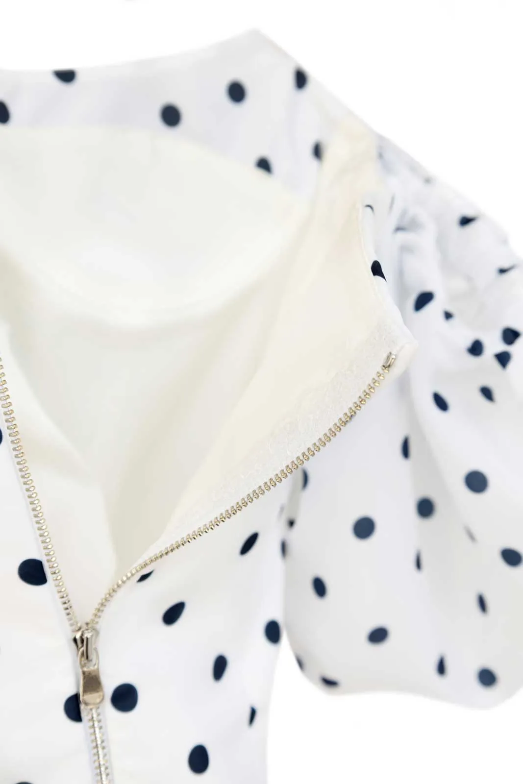 Polka-Dot Puffy Sleeve Bustier Crop Top