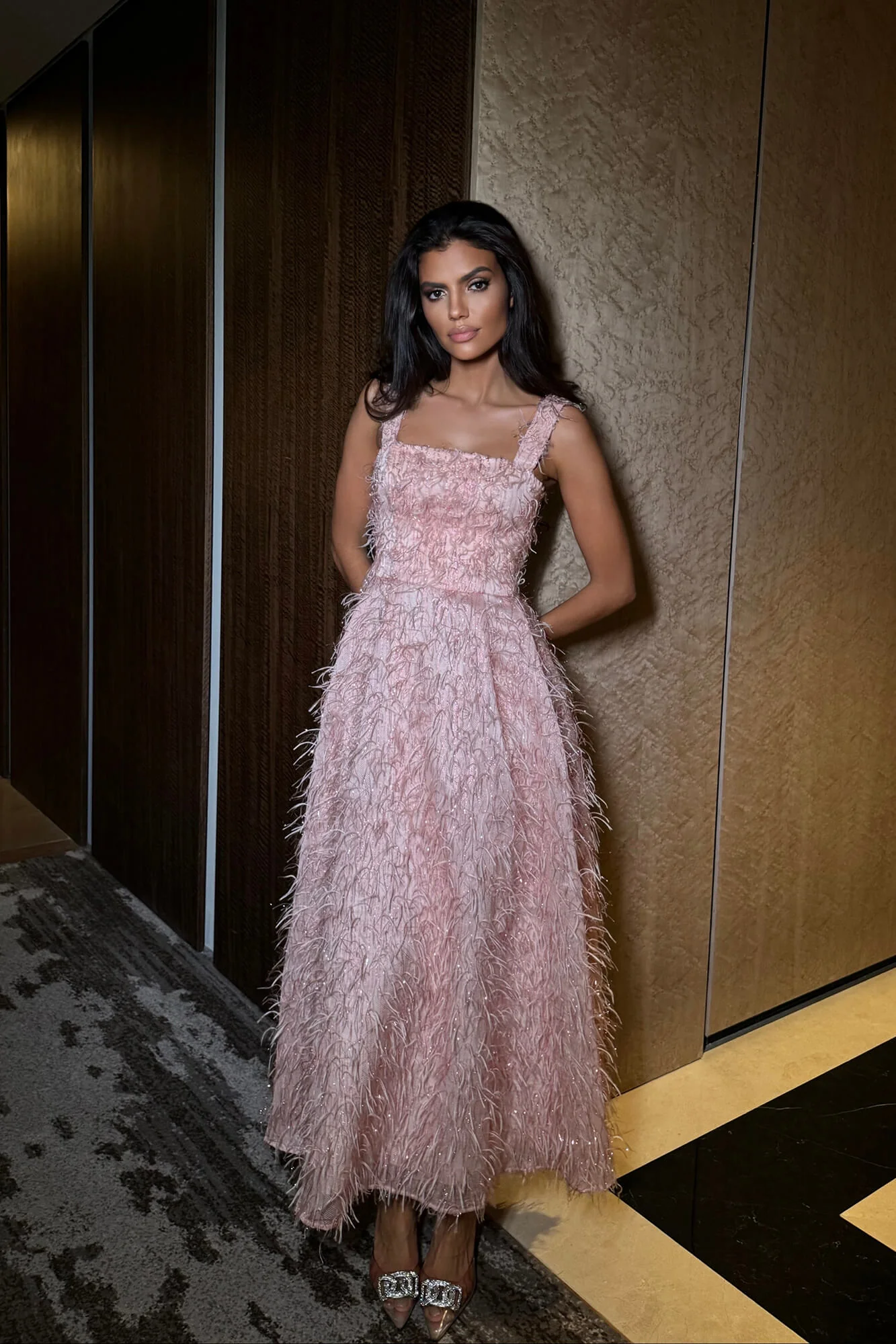 Pleated Corset Midi Dress